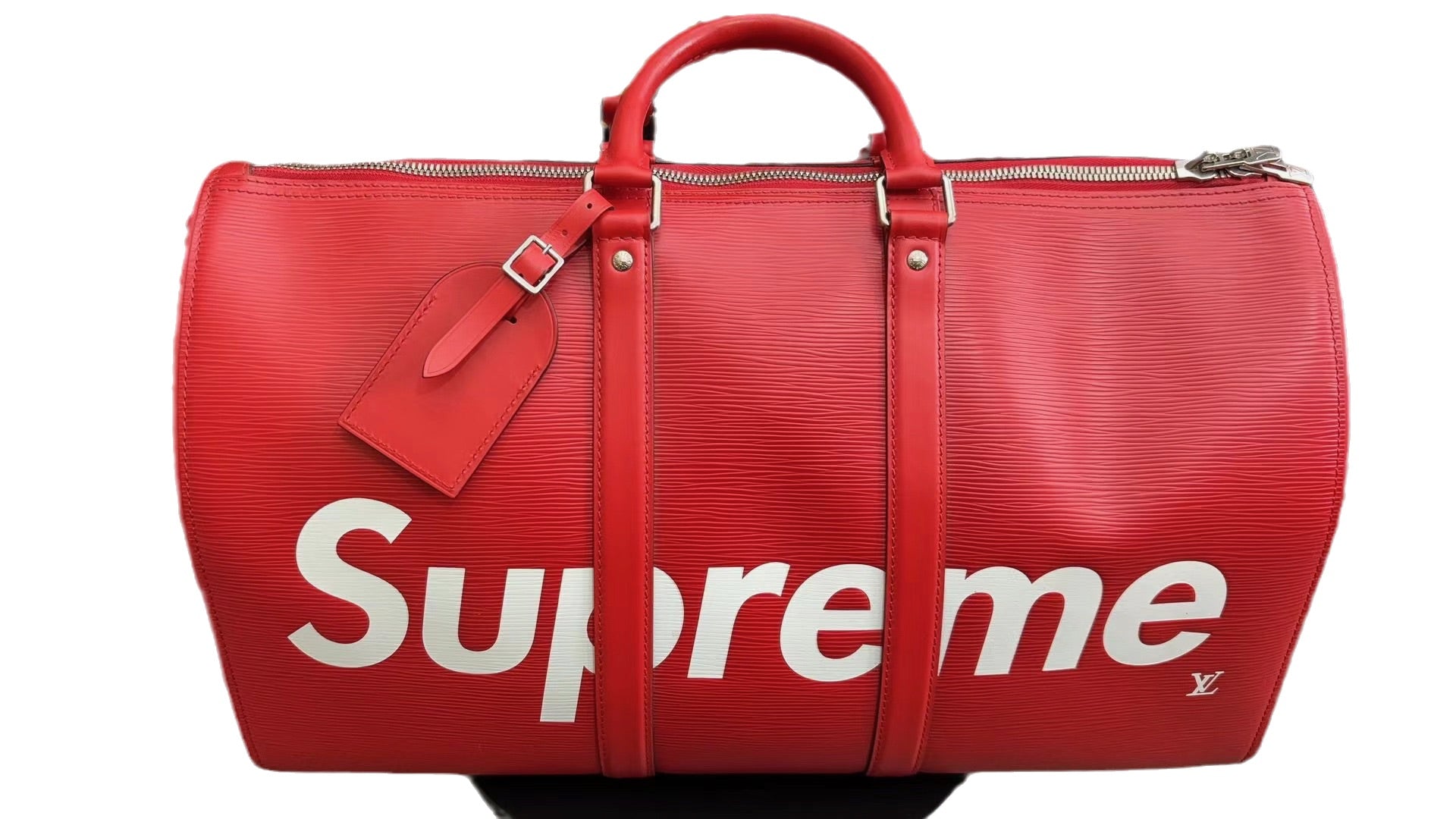 Sold Louis Vuitton x Supreme Keepall Bandouliere Size 45 Red Epi Leather Supreme