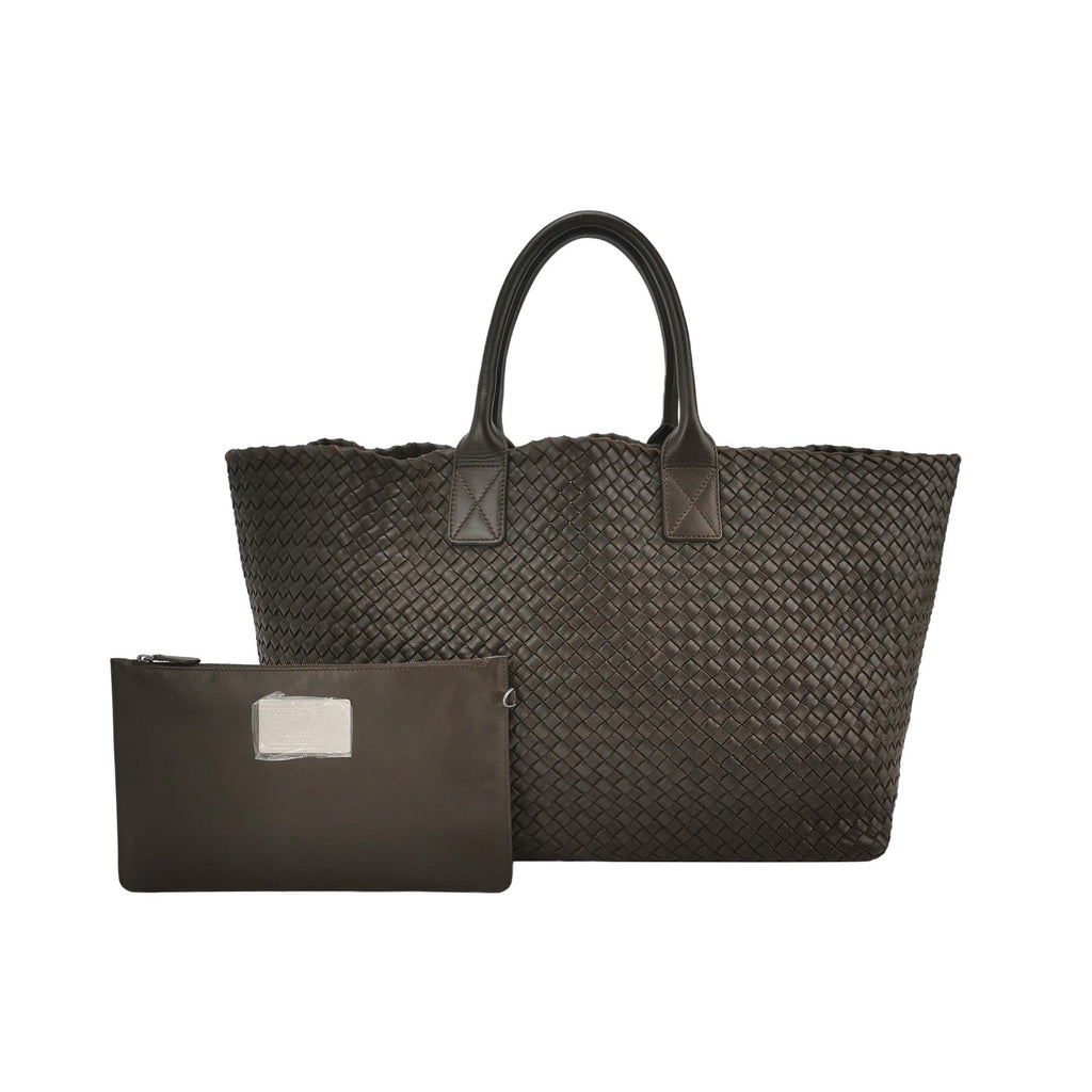 Bottega Veneta Cabat Tote Intreccio Leather Dark Chocolate Brown 45cm