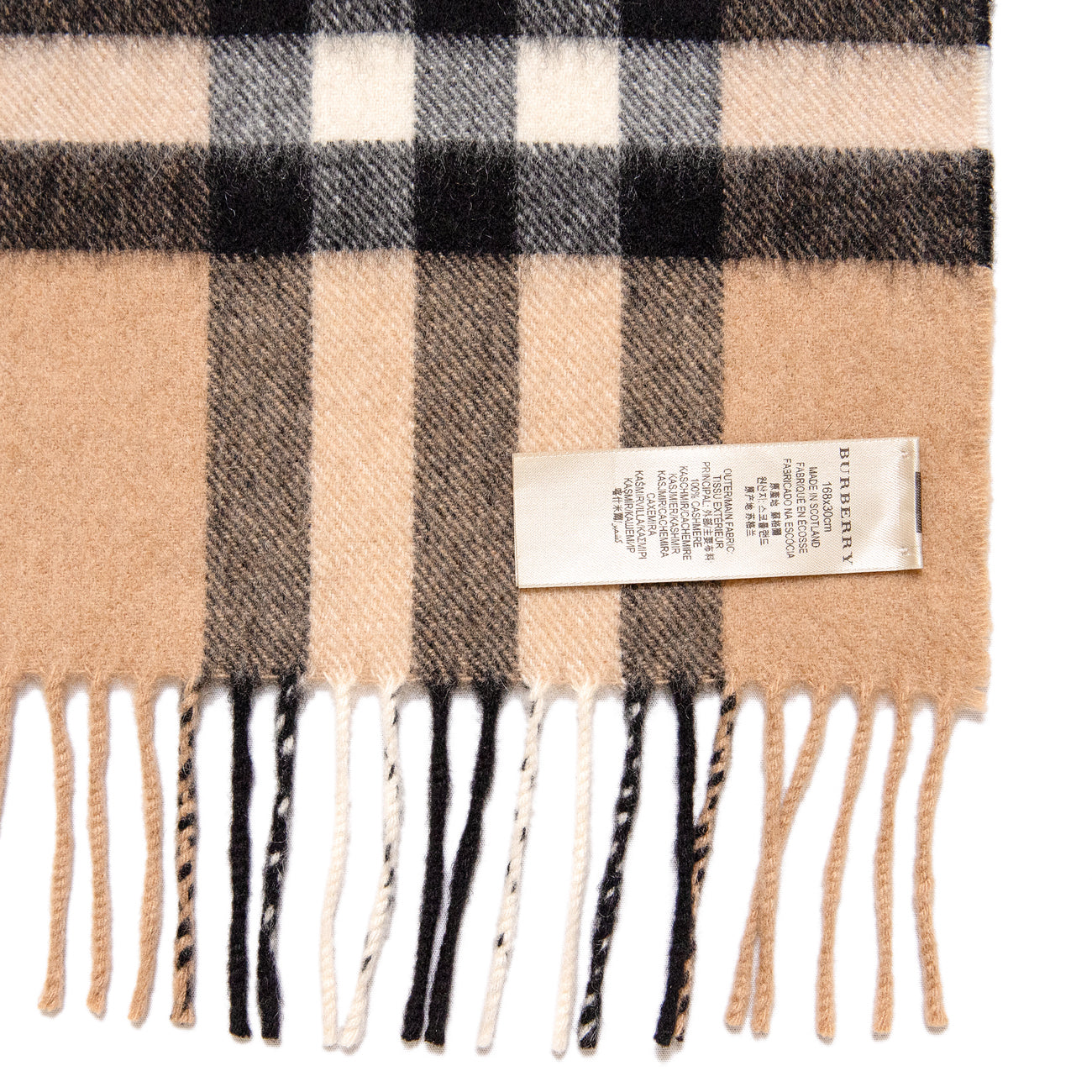 Burberry Cashmere Giant Check Fringe Scarf