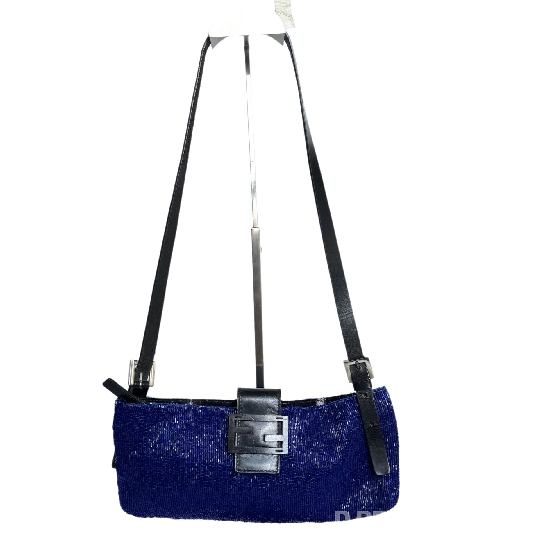 Fendi Electric Blue Beaded Zip Opening Crossbody Bag