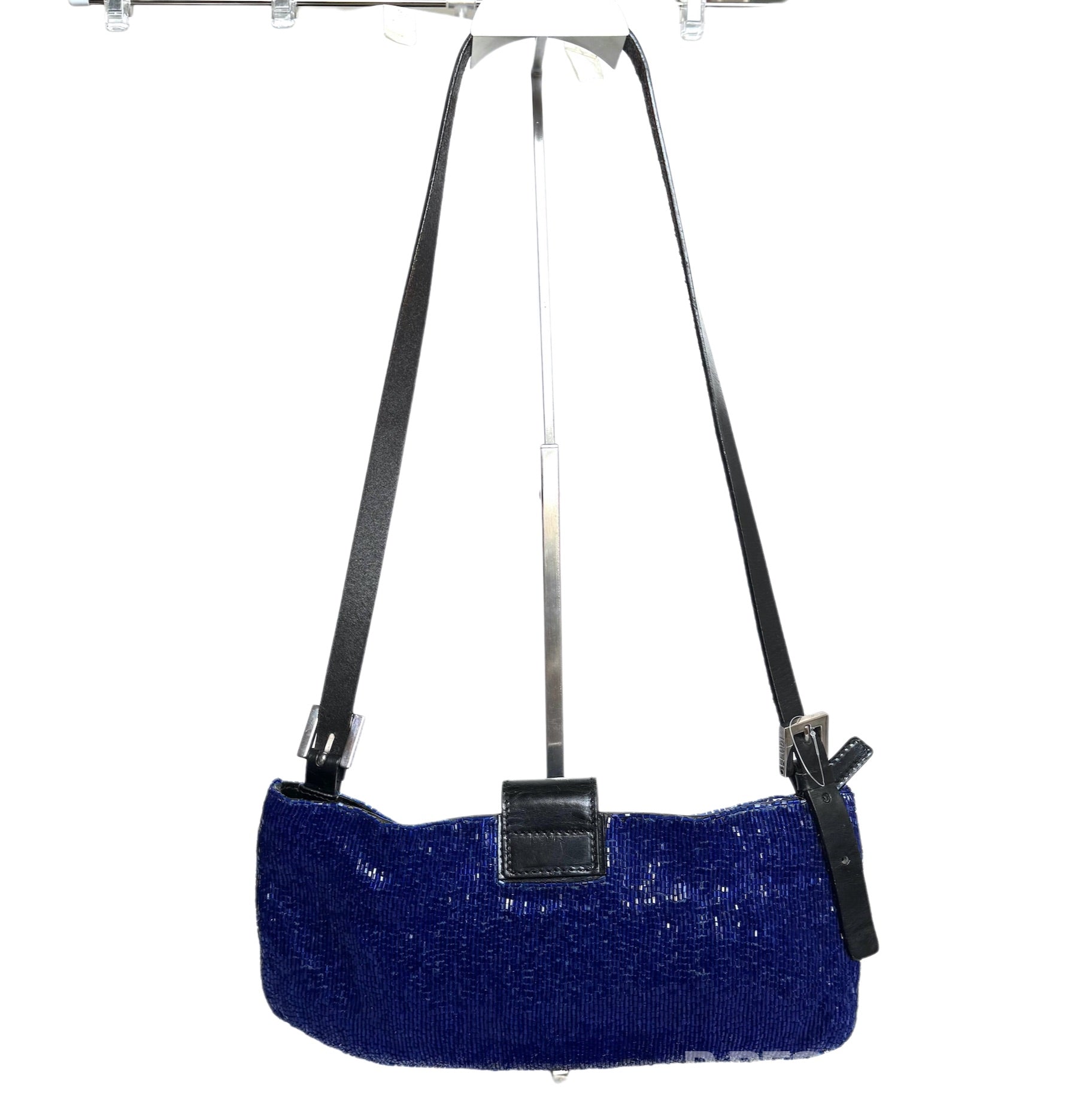 Fendi Electric Blue Beaded Zip Opening Crossbody Bag