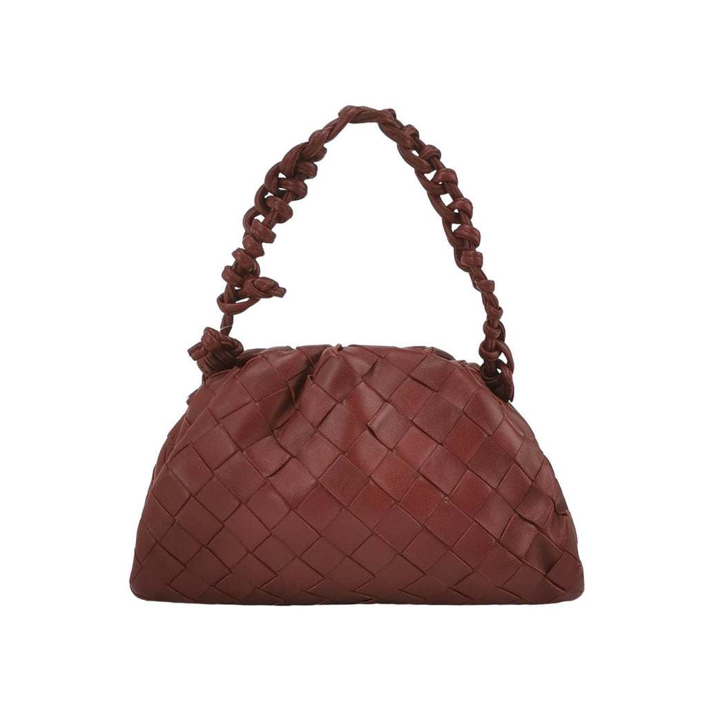 Bottega Veneta Pouch Mini Intrecciato Burgundy Lambskin Leather Crossbody Bag