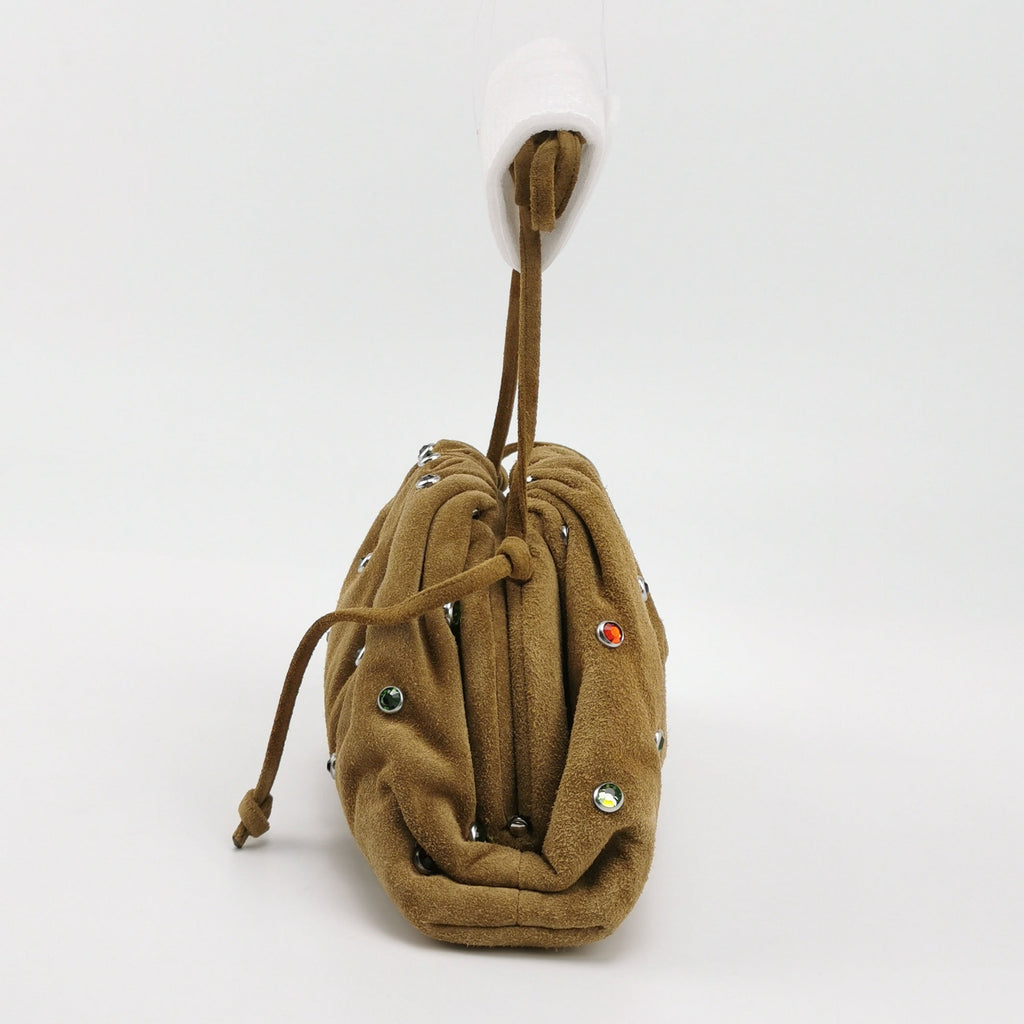 Bottega Veneta Pouch Mini Brown Suede with Multicolor Gems