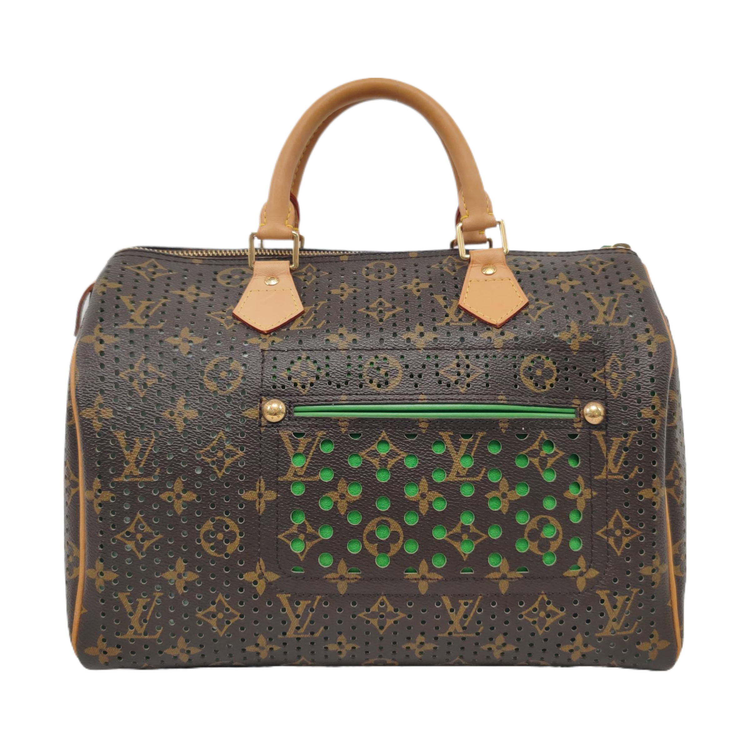 Louis Vuitton Speedy 30 Brown Perforated Monogram Green Interior