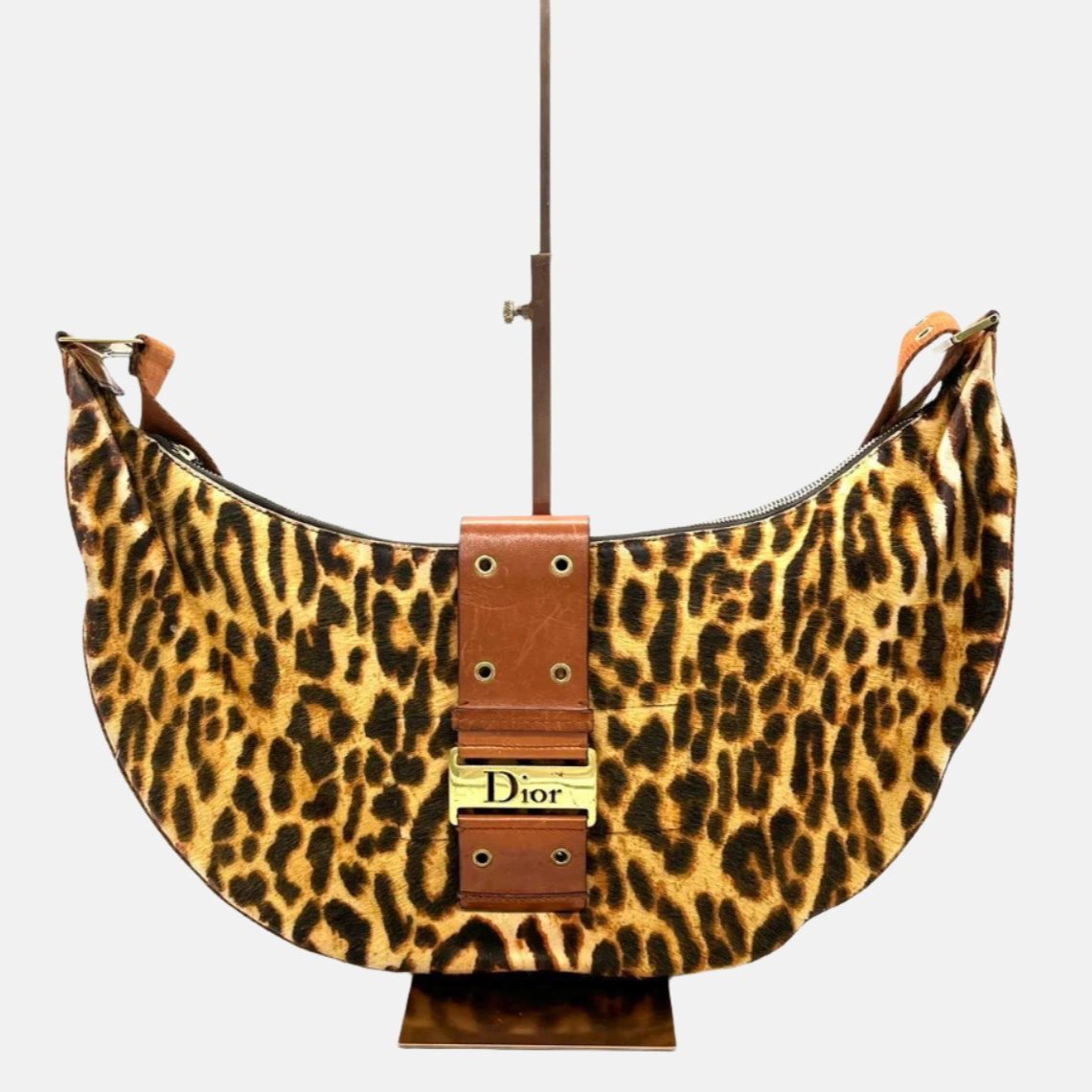 Dior Street Chic Hobo Leopard Print Pony-hair Calfskin