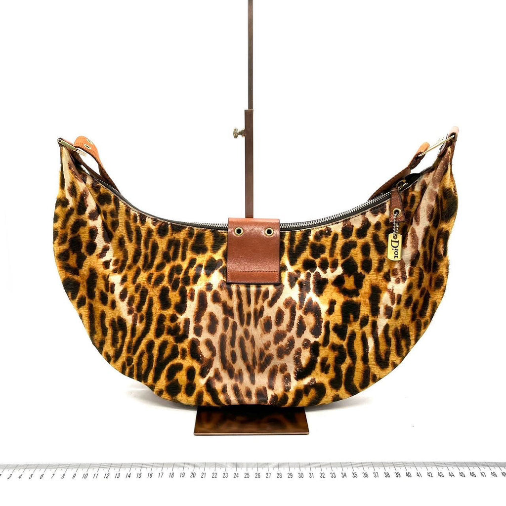 Dior Street Chic Hobo Leopard Print Pony-hair Calfskin