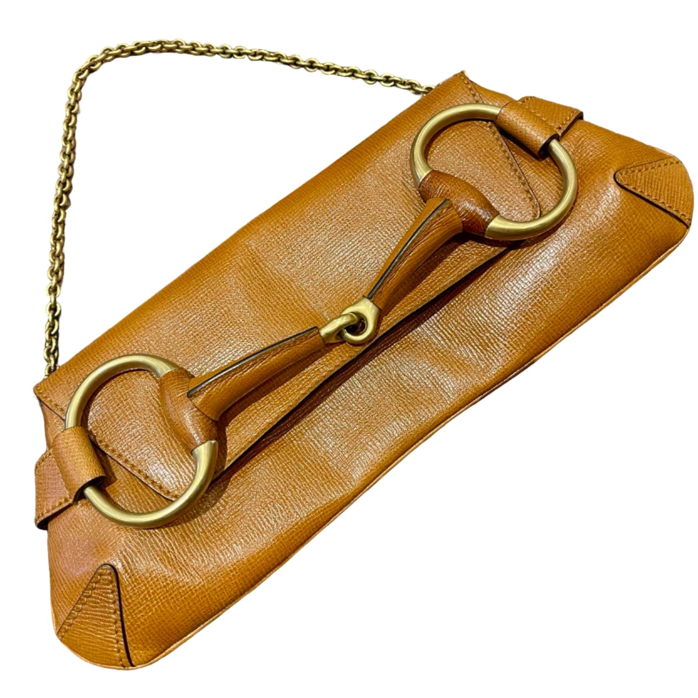 Gucci Horsebit 1955 Vintage Large Brown Leather Chain Shoulder bag