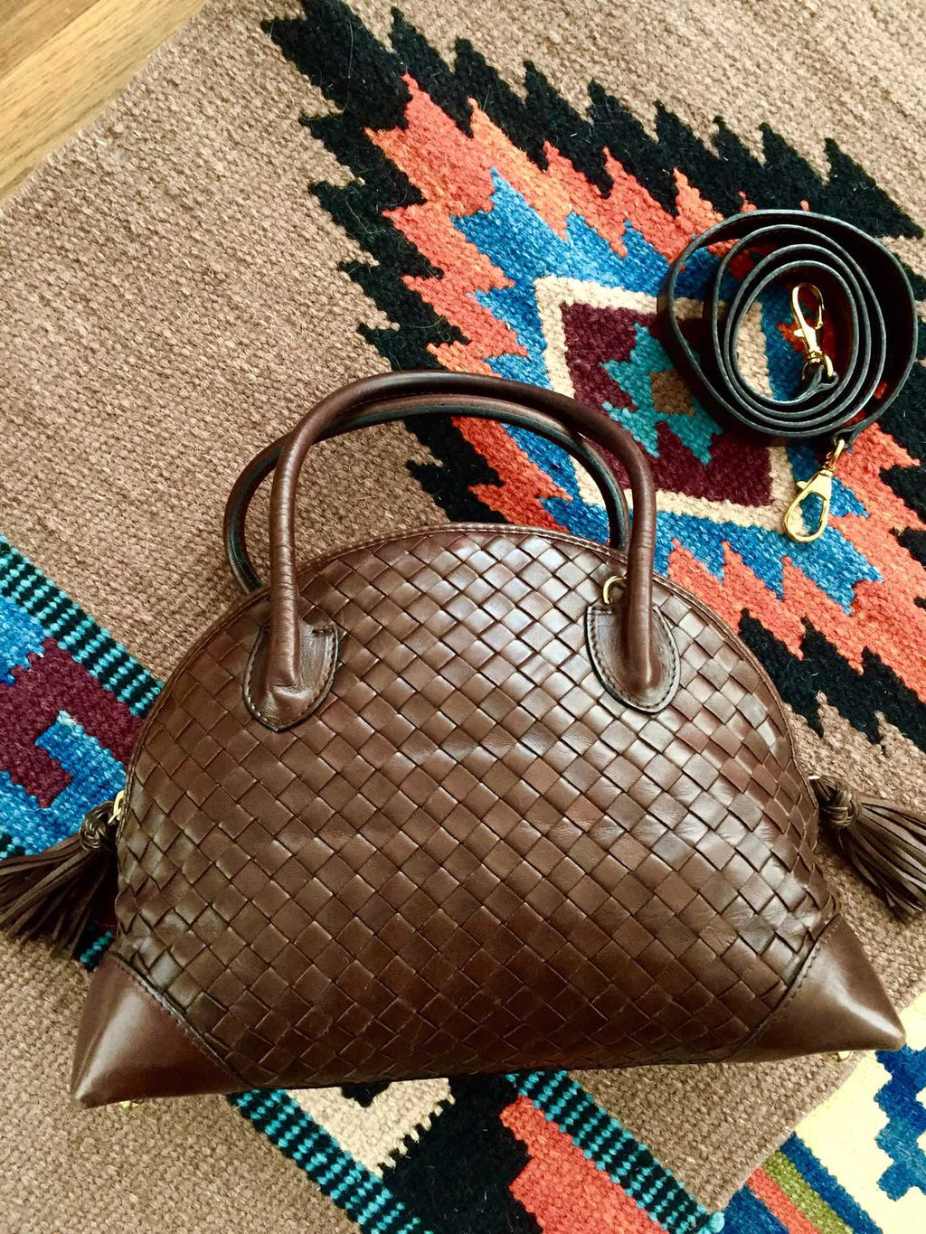 Bottega Veneta Top Handle Bowling Bag Dark Chocolate Brown Intrecciato Leather