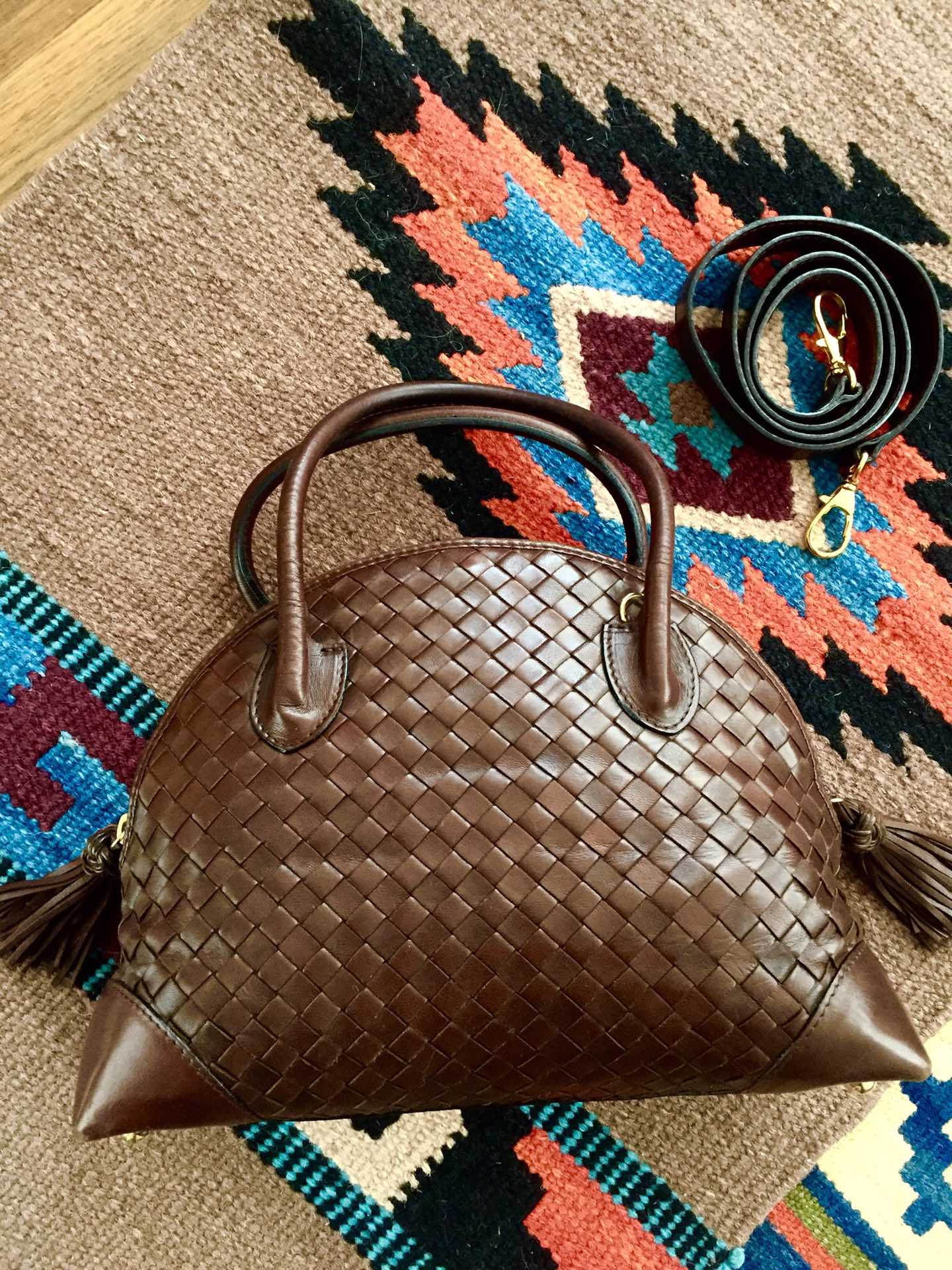 Bottega Veneta Top Handle Bowling Bag Dark Chocolate Brown Intrecciato Leather