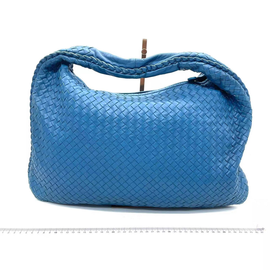 Bottega Veneta Veneta Hobo Blue Navy Intreciatto Leather Bag Large 47cm