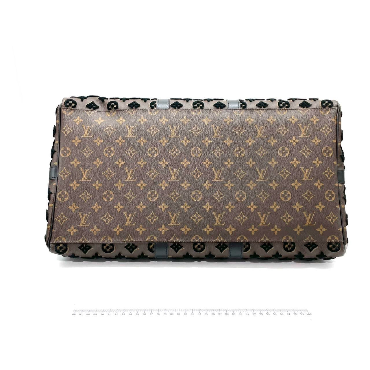 Sold Louis Vuitton Keepall Triangle Bag 50 Canvas Shoulder Strap Monogram Tufting Brown Black Never Worn