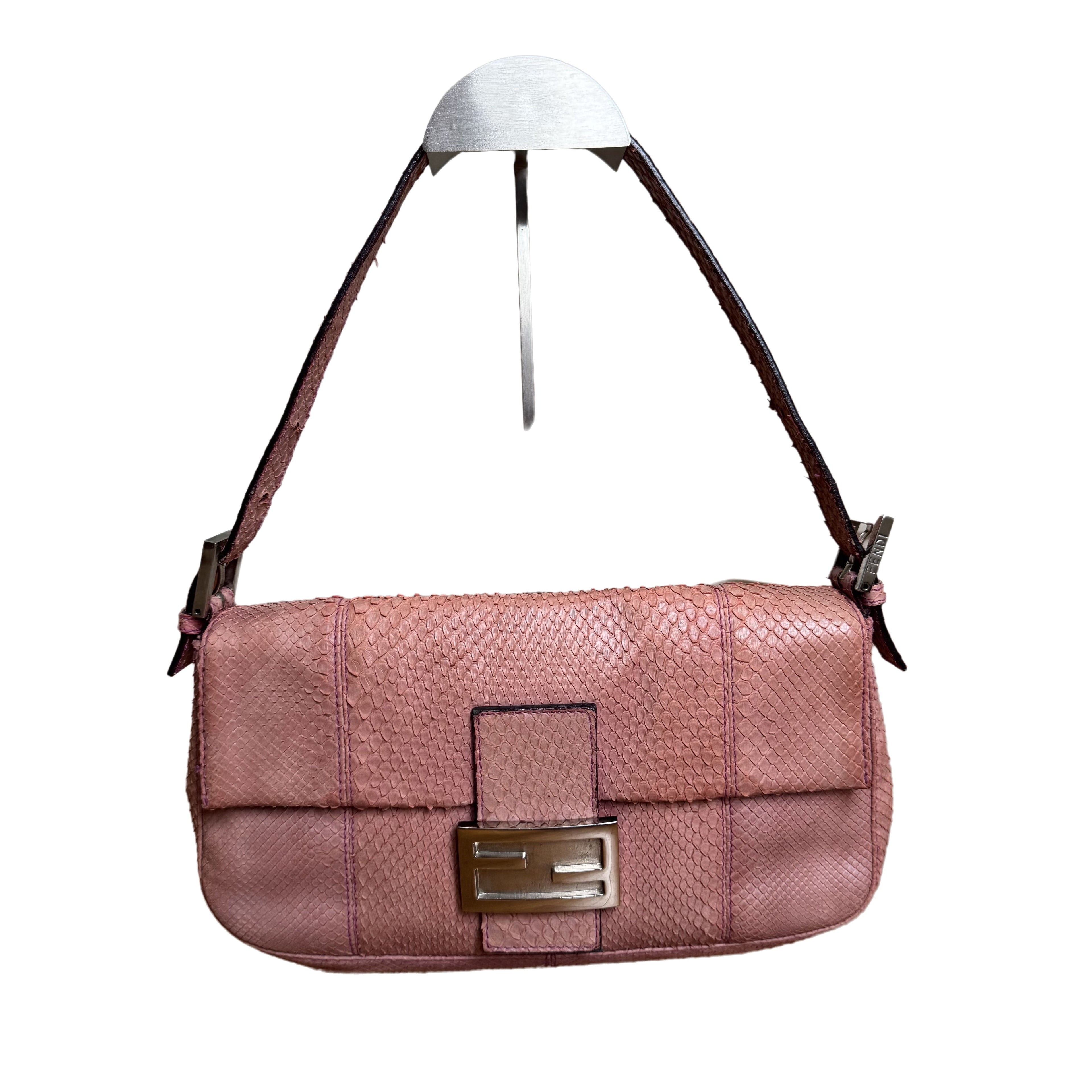 FENDI Baguette Vintage Purple Python-skin Leather Shoulder Bag