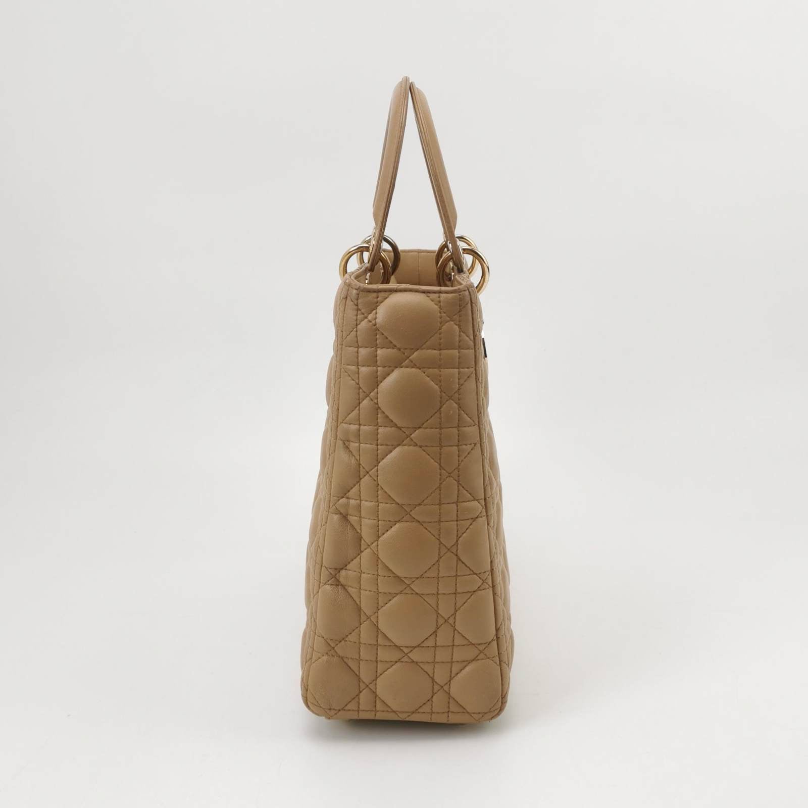 Lady Dior Large Bag Beige Lambskin Cannage Leather