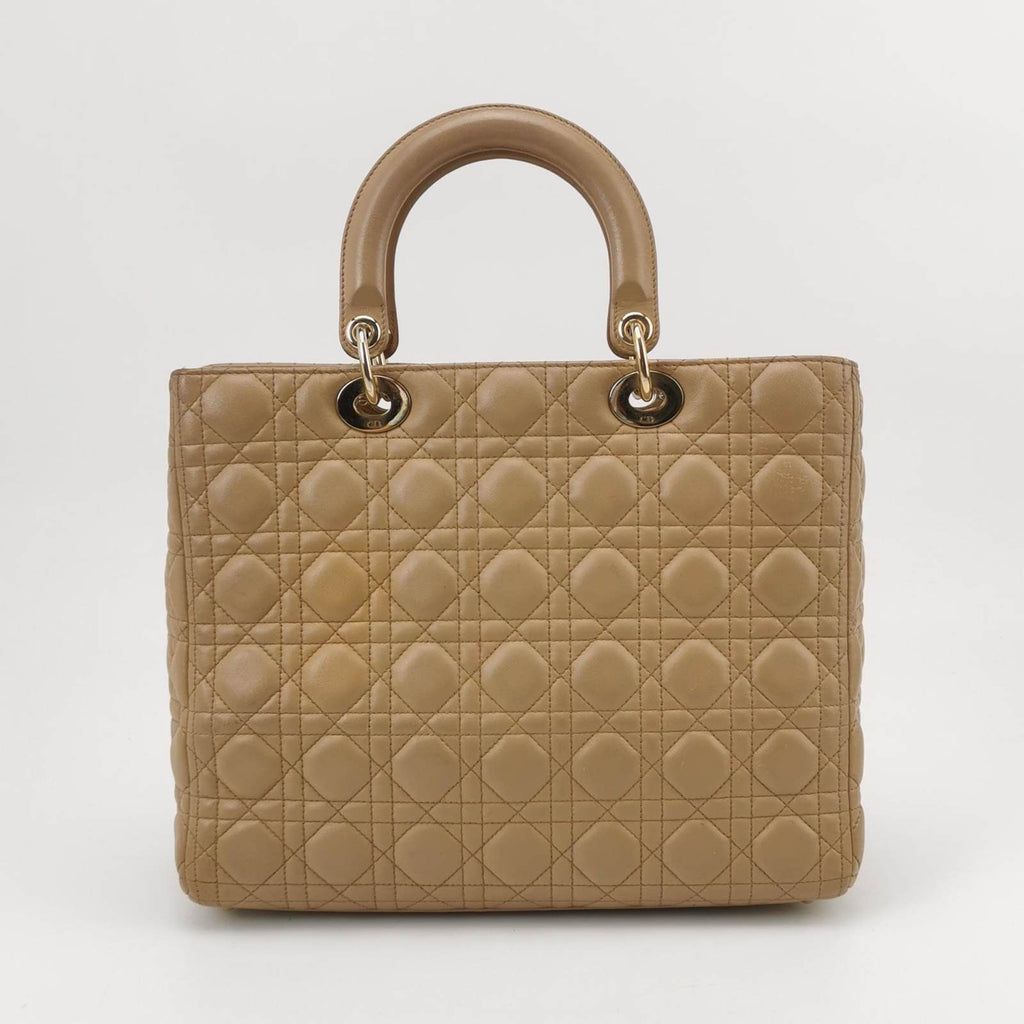 Lady Dior Large Bag Beige Lambskin Cannage Leather