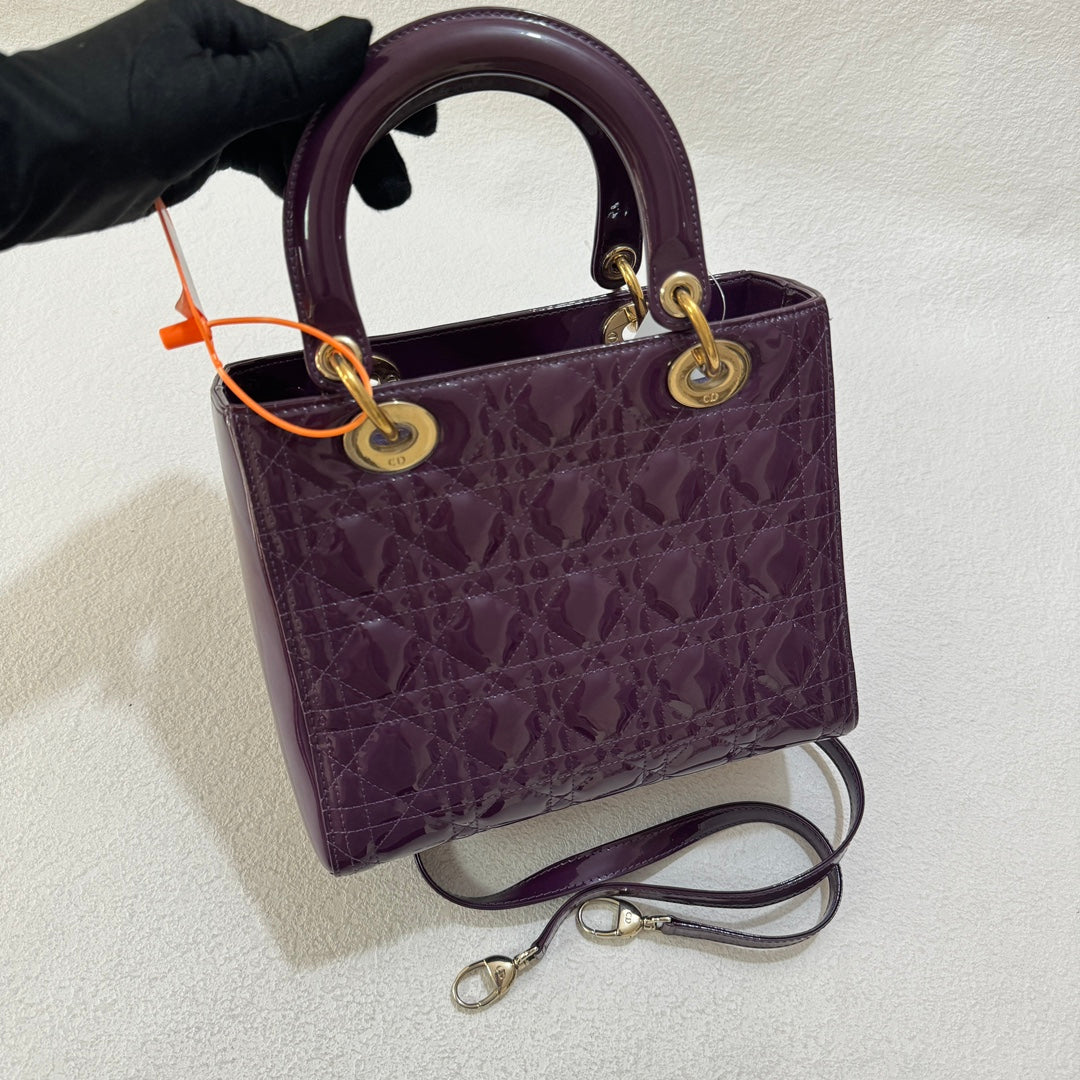 Lady Dior Medium Purple Patent Leather Handbag