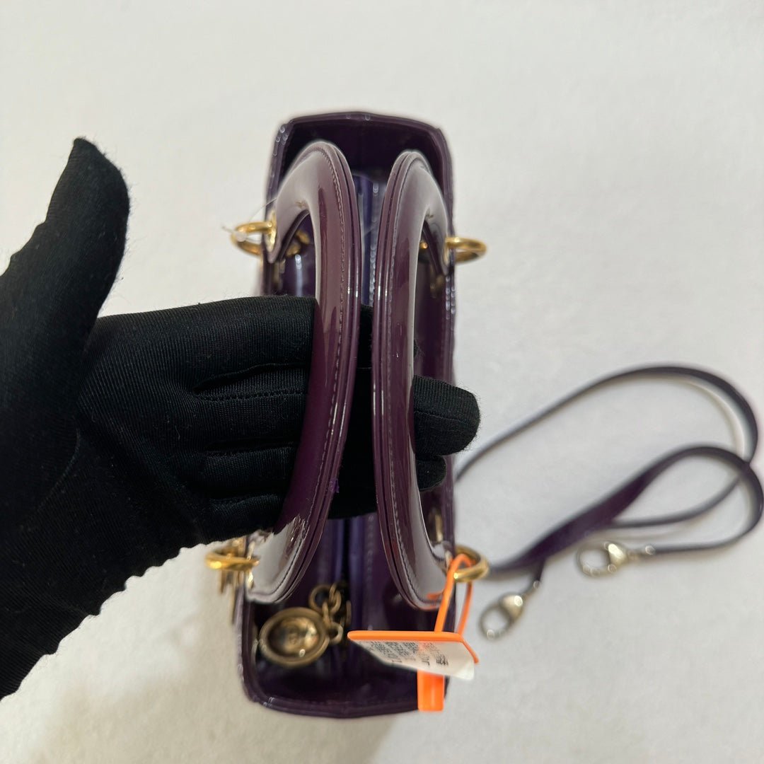 Lady Dior Medium Purple Patent Leather Handbag