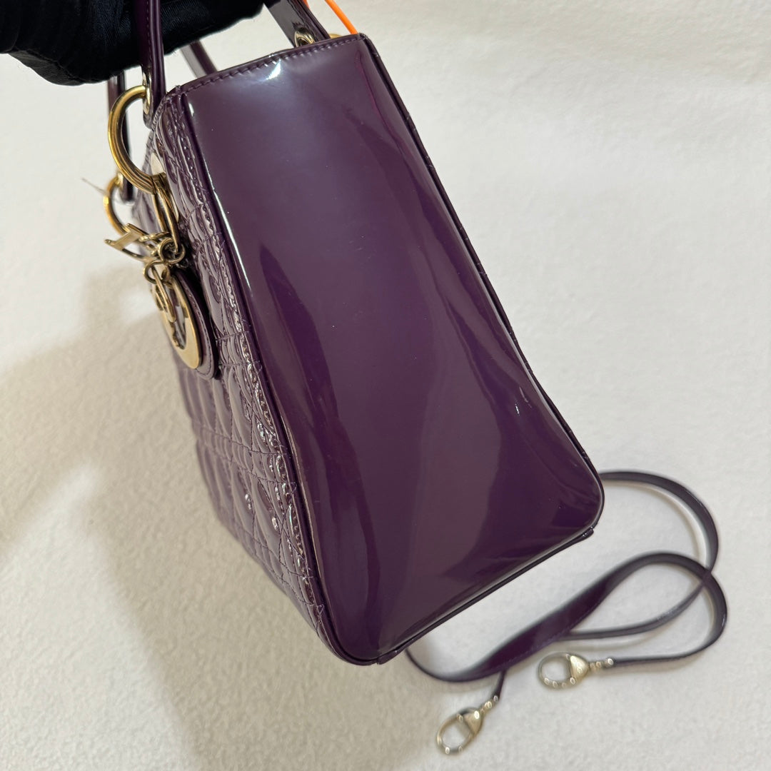 Lady Dior Medium Purple Patent Leather Handbag