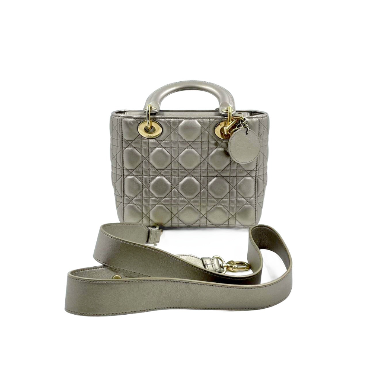 Lady Dior Small ABCdior Light Copper Gold Cannage Lambskin Handbag with ABC Strap