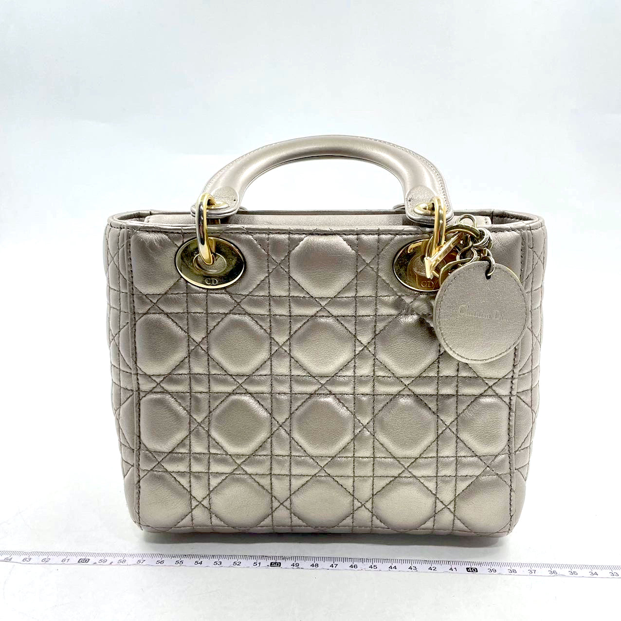 Lady Dior Small ABCdior Light Copper Gold Cannage Lambskin Handbag with ABC Strap