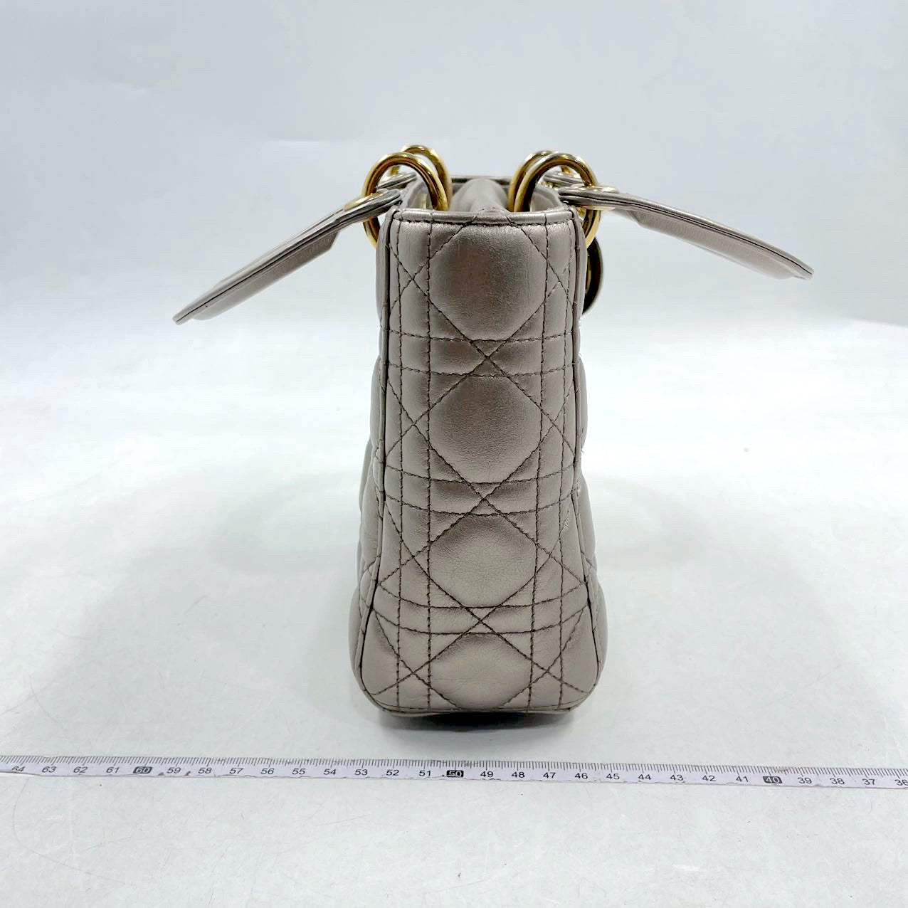 Lady Dior Small ABCdior Light Copper Gold Cannage Lambskin Handbag with ABC Strap