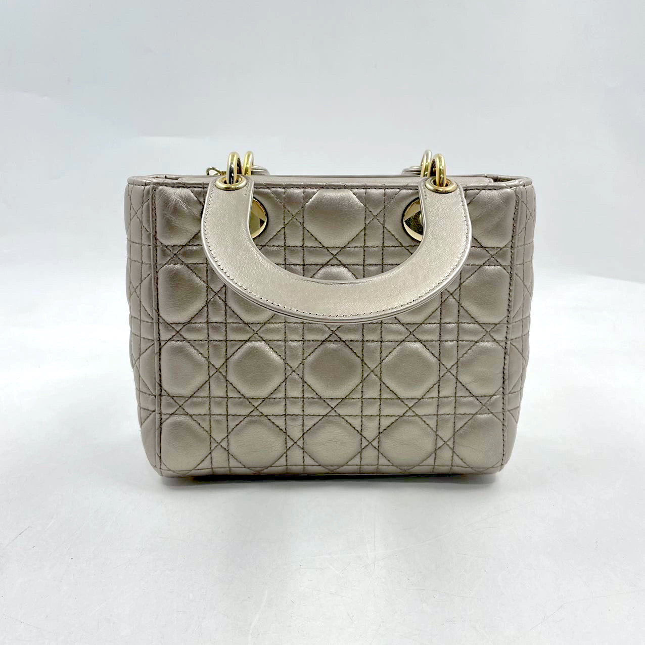 Lady Dior Small ABCdior Light Copper Gold Cannage Lambskin Handbag with ABC Strap