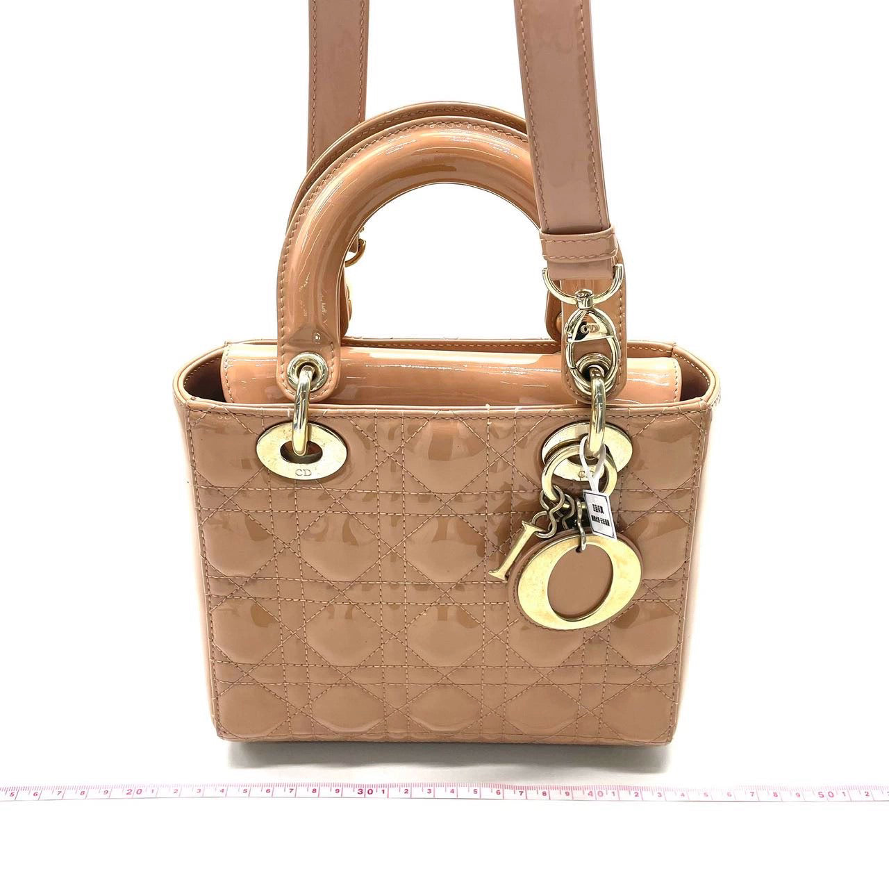 Lady Dior Small Nude Beige Patent Leather with Strap