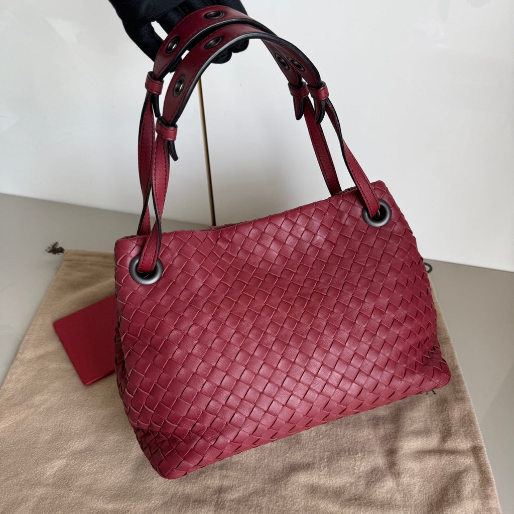 Bottega Veneta Garda Tote Burgundy Intrecciato Leather Medium 25cm