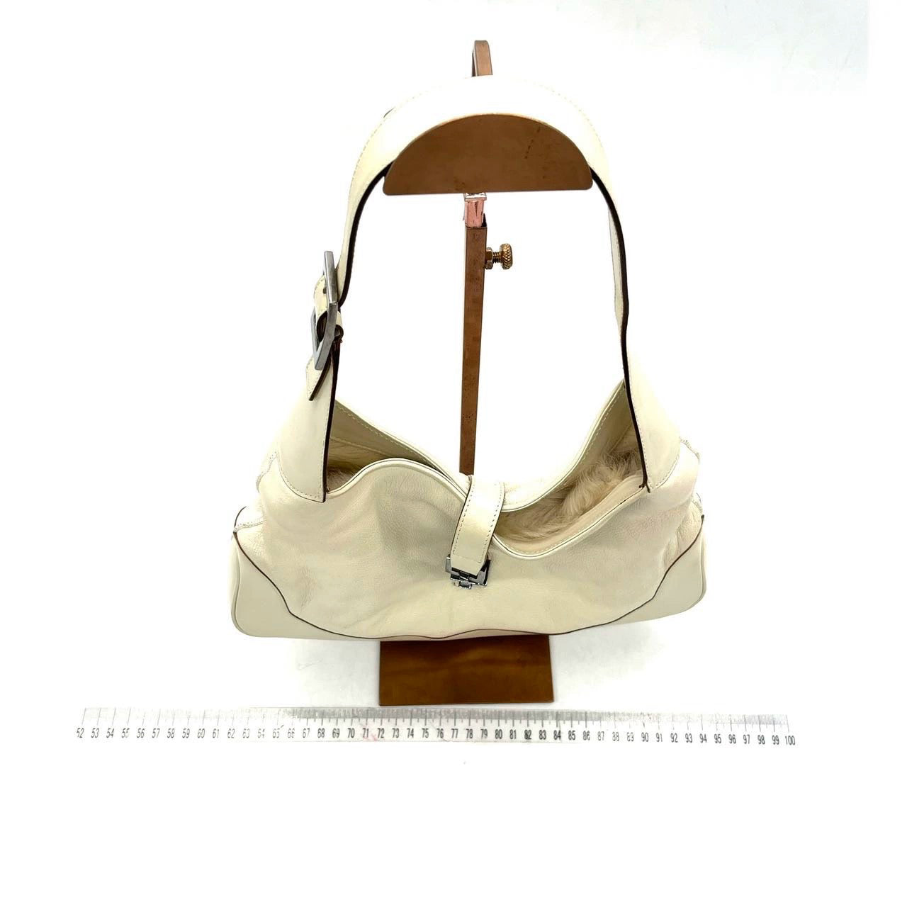 Gucci Jackie Vintage Soft White Leather Bag Medium with Fur lining