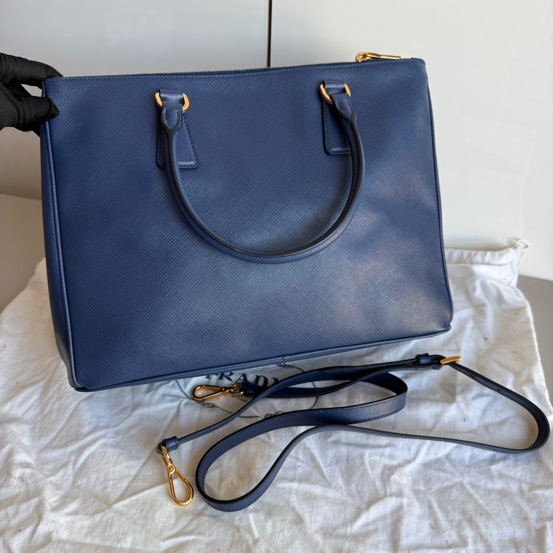 Prada Galleria Saffiano Leather Large Navy with Strap