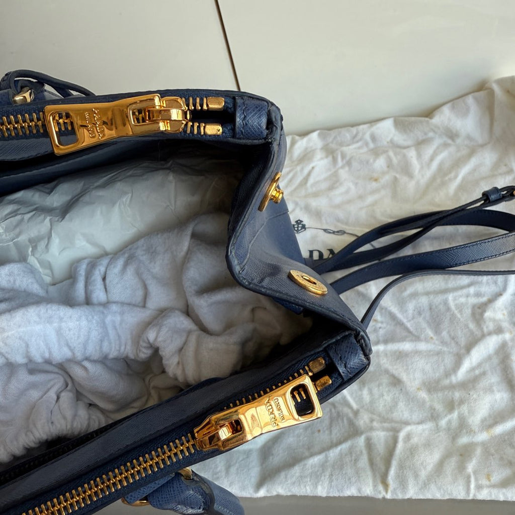 Prada Galleria Saffiano Leather Large Navy with Strap