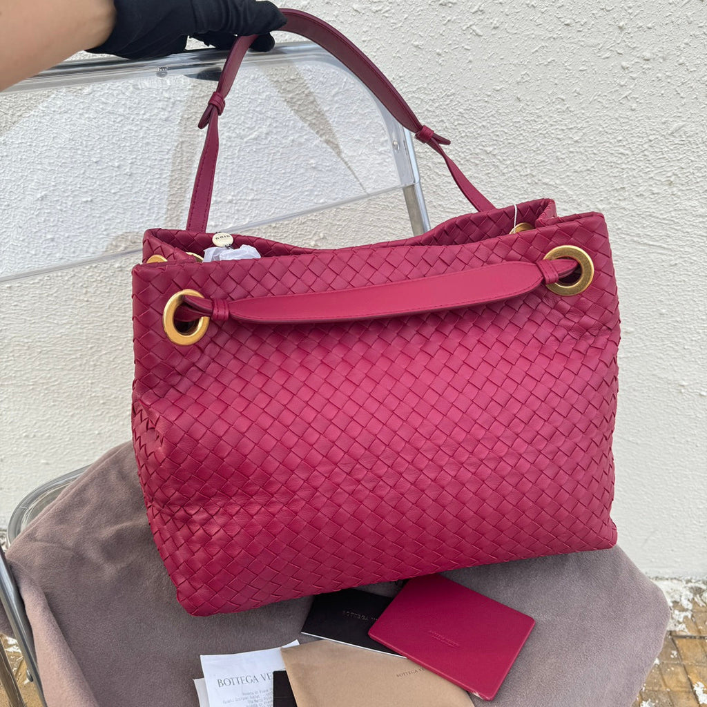 Bottega Veneta Garda Hot Pink Intrecciato Nappa Leather Large 33cm