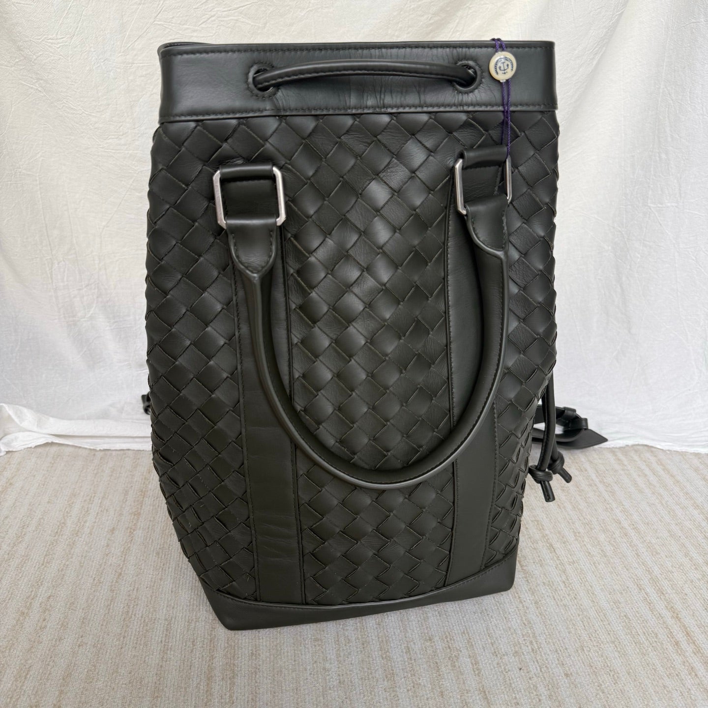 Bottega Veneta Backpack Dark Green Intrecciato Leather