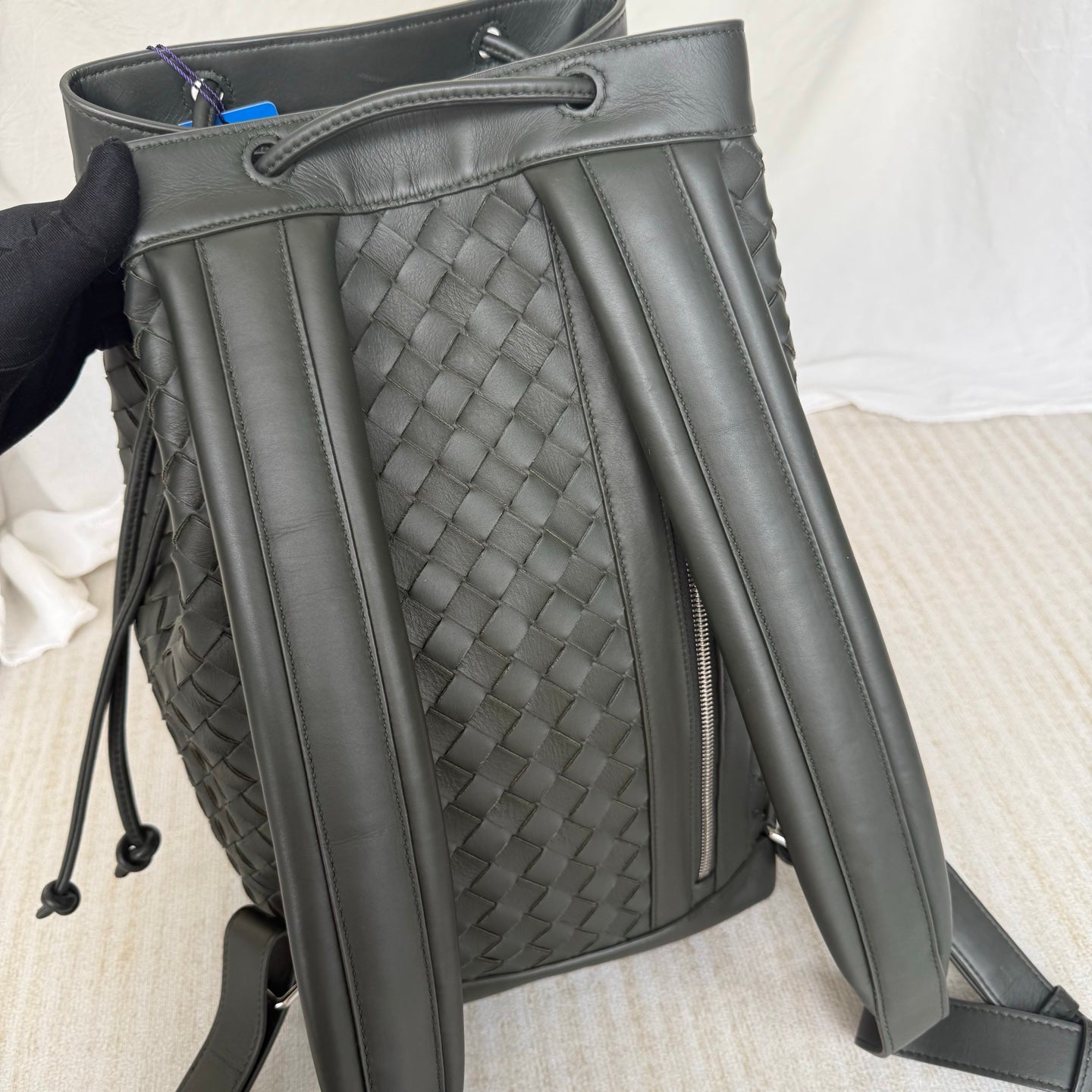 Bottega Veneta Backpack Dark Green Intrecciato Leather