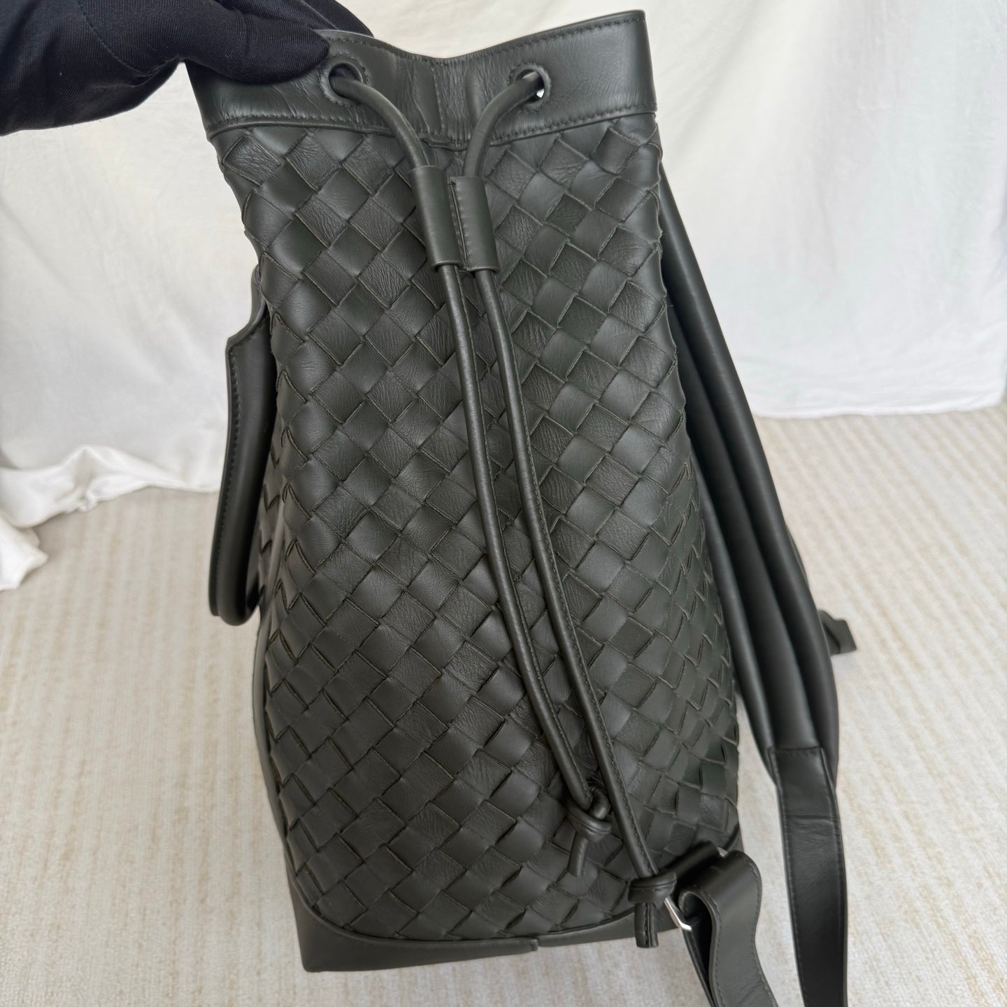 Bottega Veneta Backpack Dark Green Intrecciato Leather