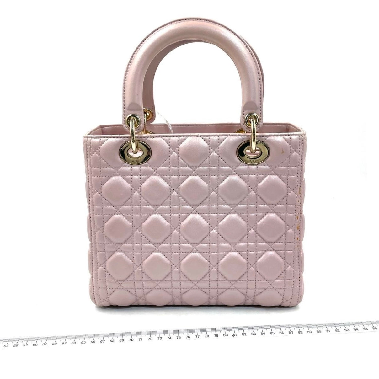 Lady Dior Medium Handbag Pearlescent Pink Cannage Leather Gold Hardware