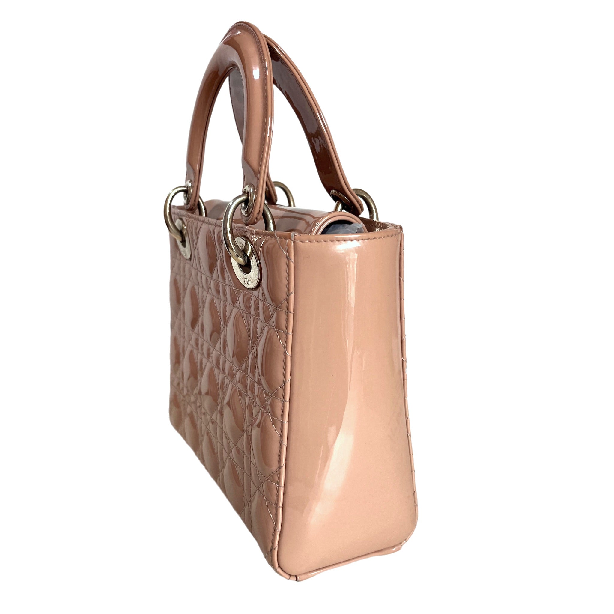 Lady Dior Small Nude Beige Patent Leather with Strap