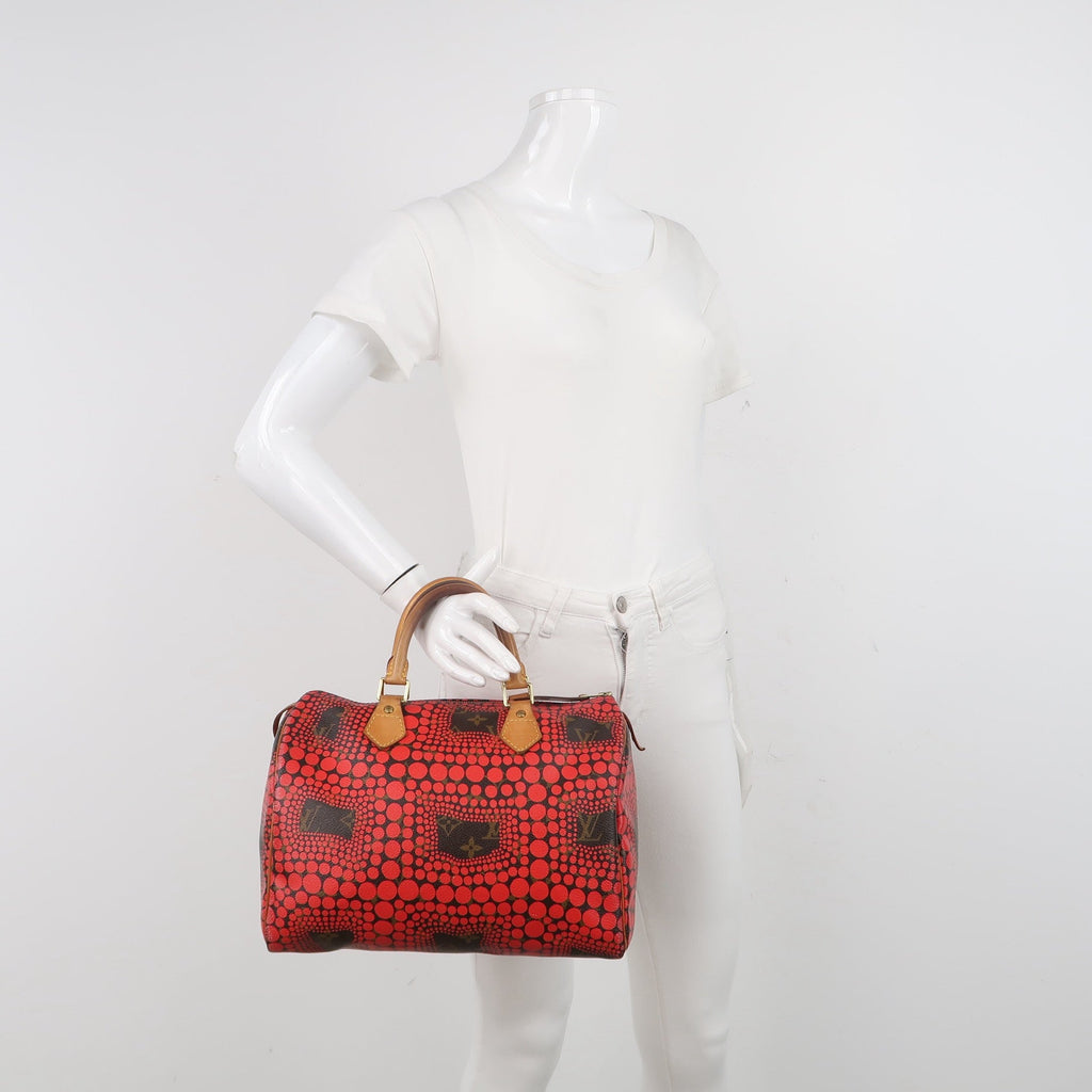 Louis Vuitton x Yayoi Kusama Limited Edition Speedy 30 Red Top Handle Bag
