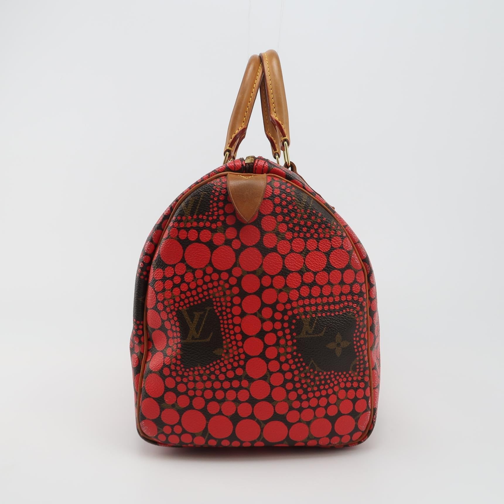 Louis Vuitton x Yayoi Kusama Limited Edition Speedy 30 Red Top Handle Bag