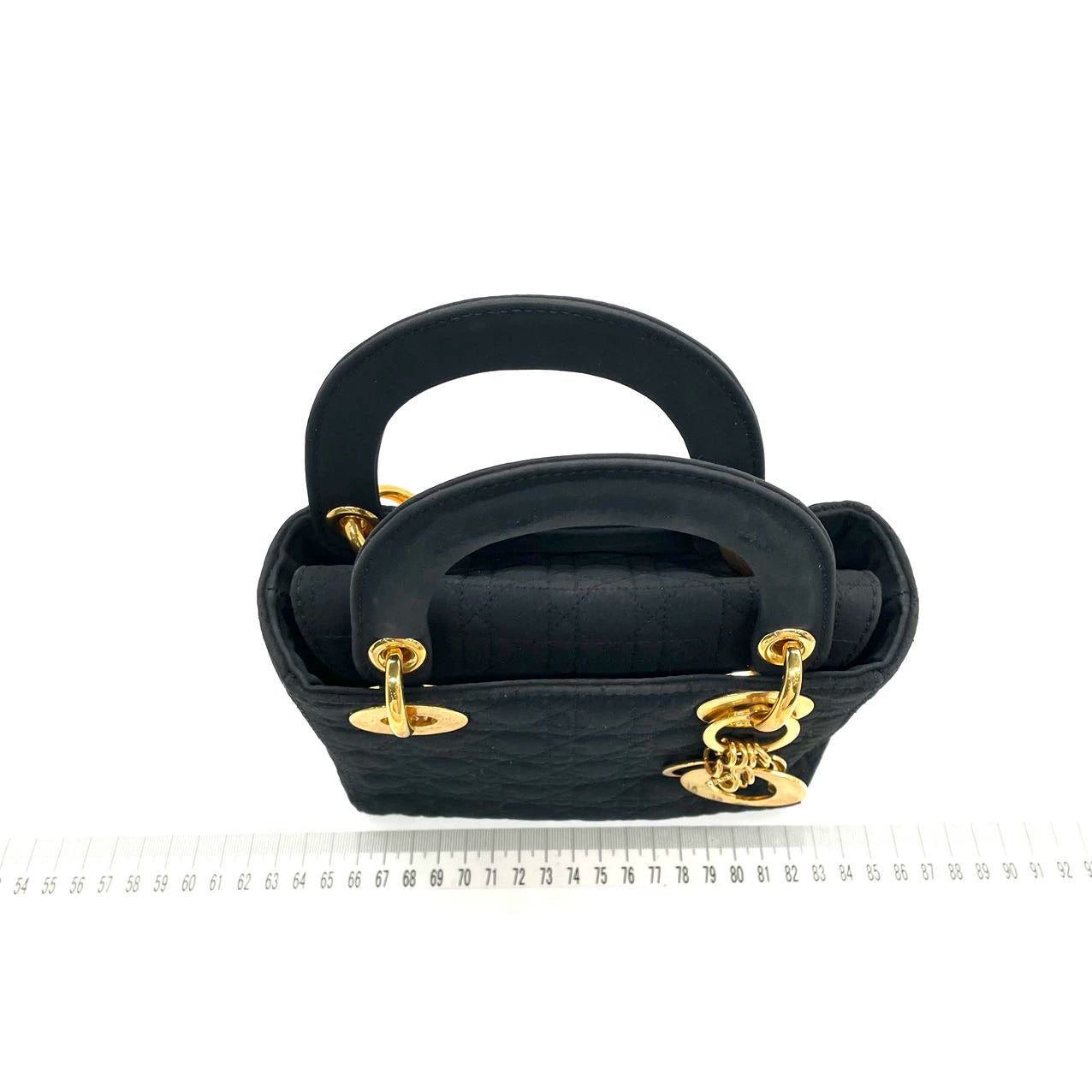 Lady Dior Vintage Mini Black Cloth with Yellow Gold-tone Hardware