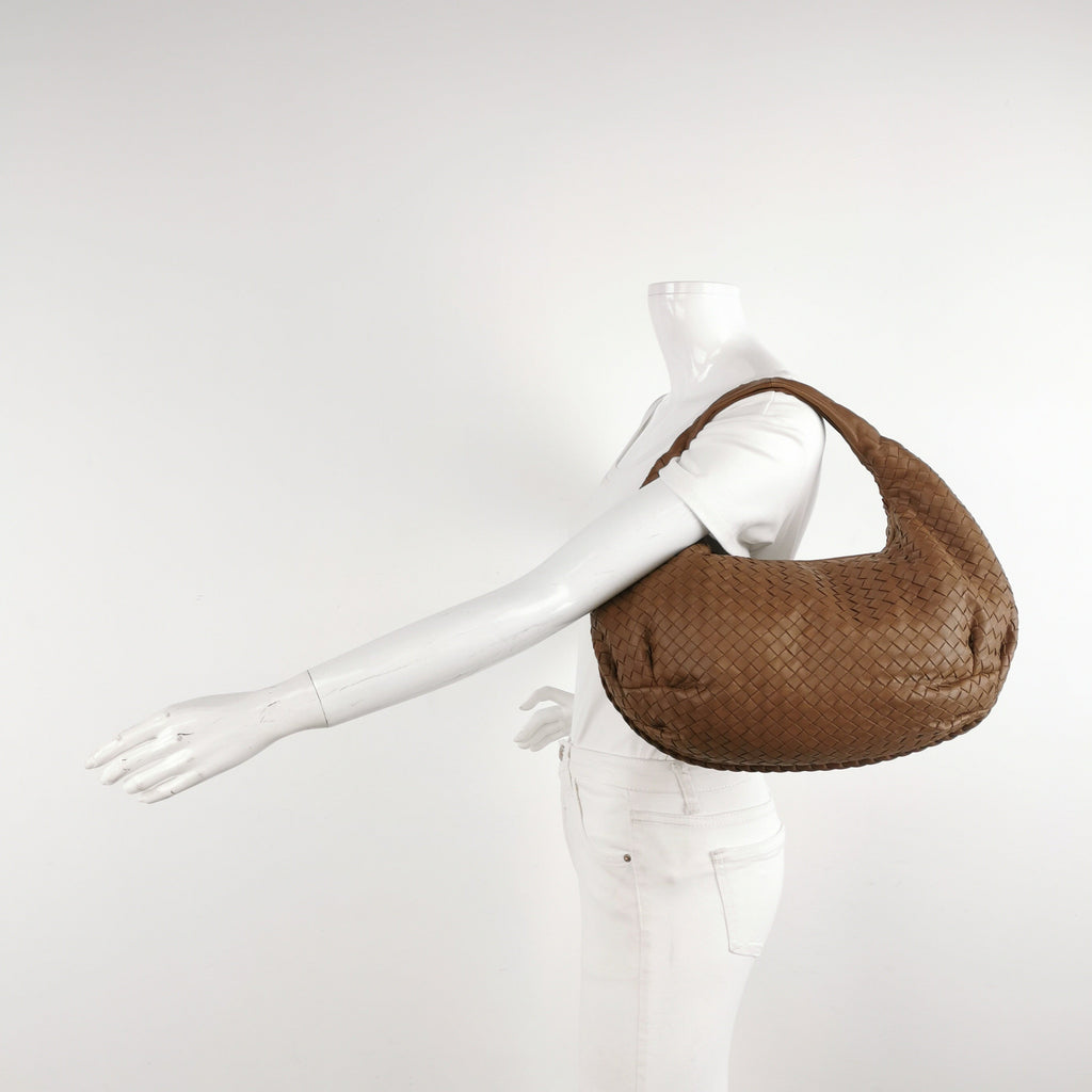 Bottega Veneta Belly Hobo Intrecciato Leather Milk Chocolate Brown Large 45