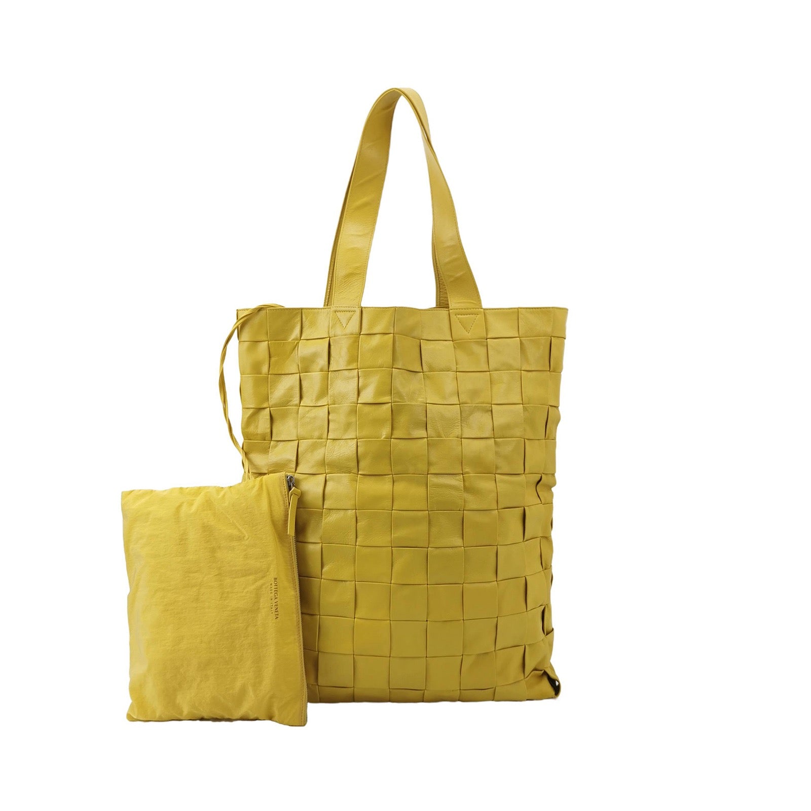 Bottega Veneta Cabat Vertical Yellow Shiny Calfskin Leather Tote Bag