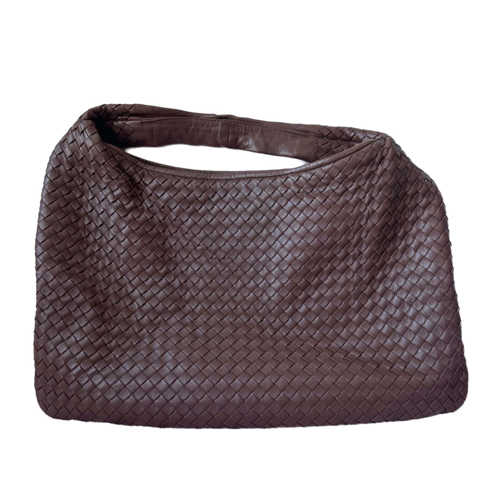 Bottega Veneta Veneta Hobo Intrecciato Purple Brown 45cm Lambskin Leather