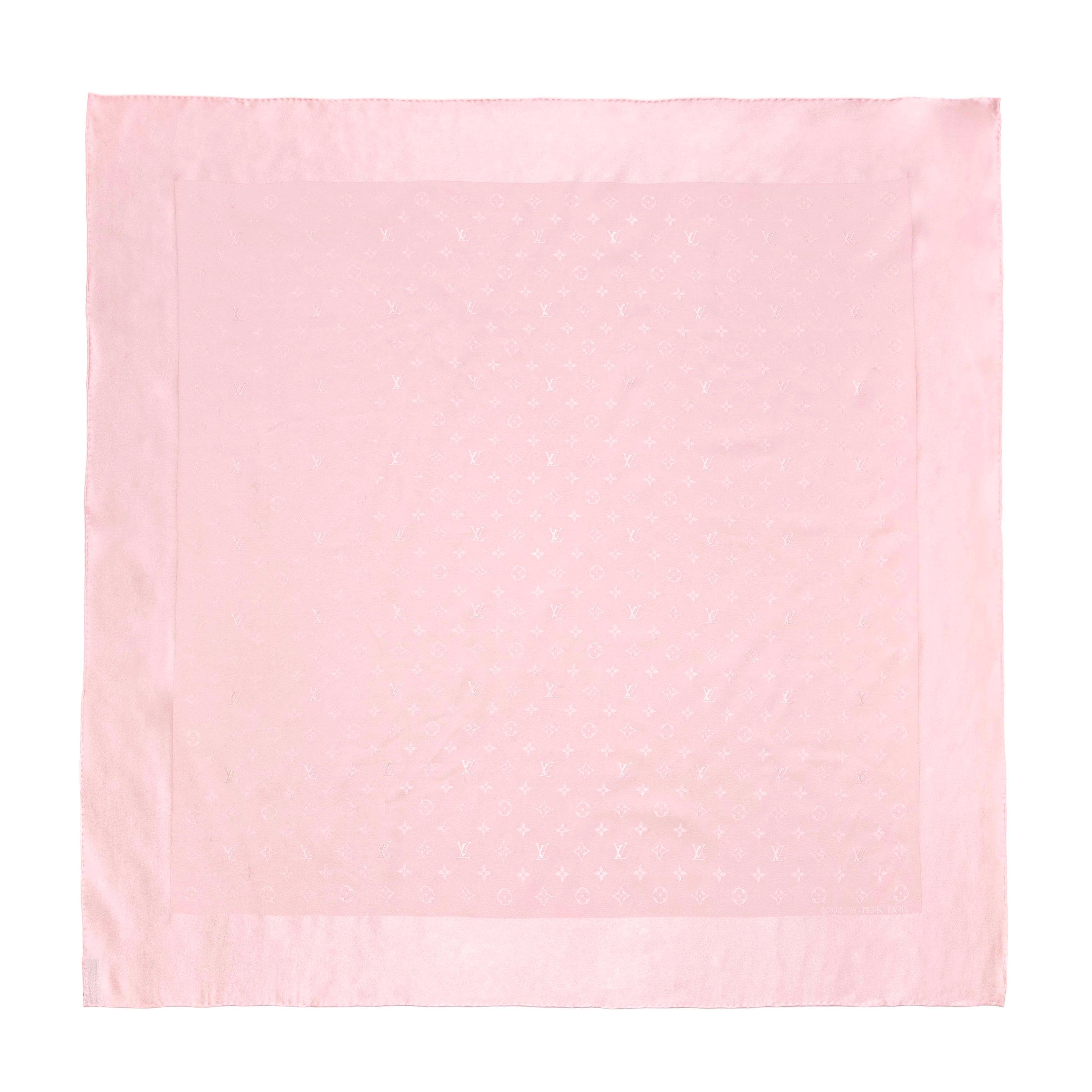 Louis Vuitton Pink Silk Monogram Square Scarf