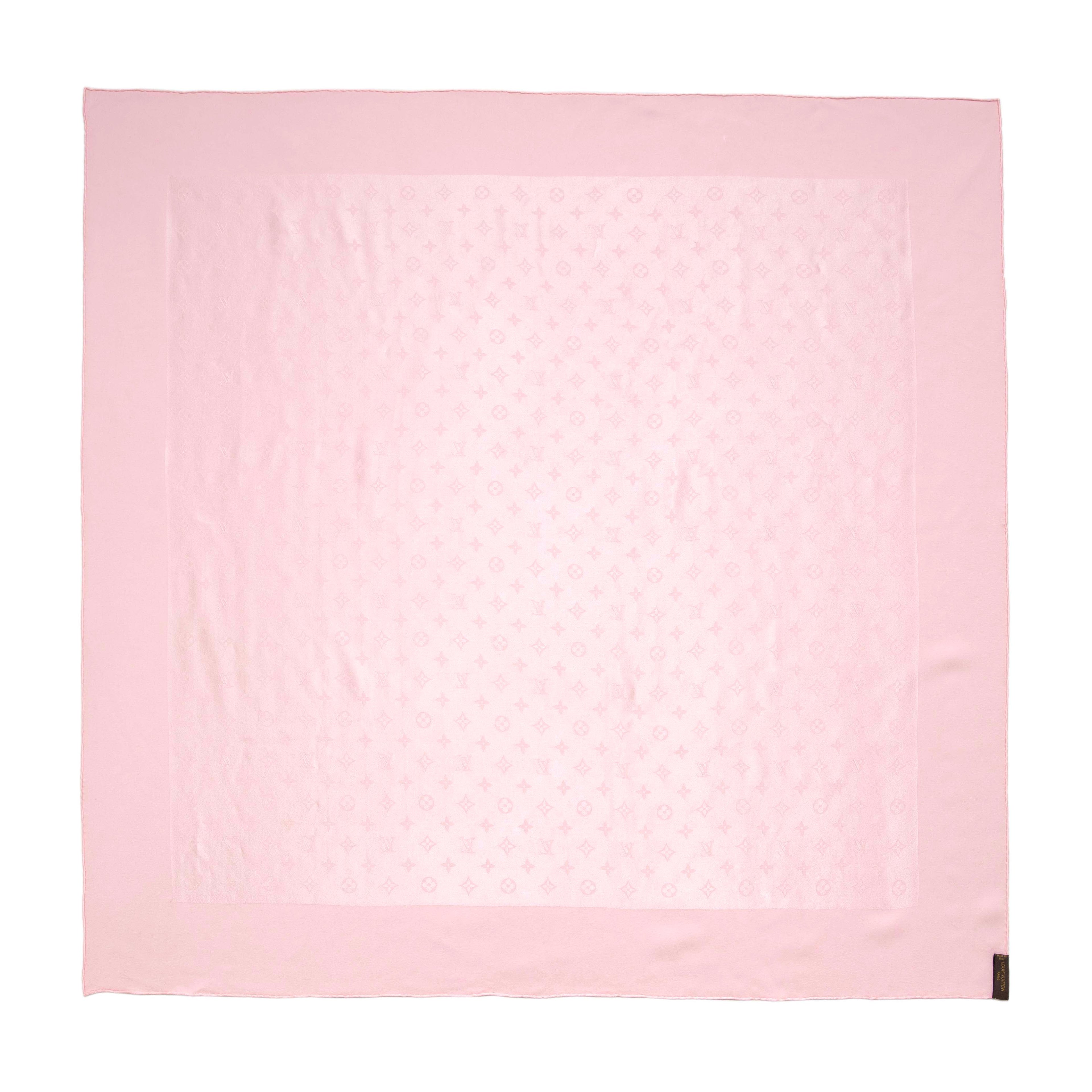 Louis Vuitton Pink Silk Monogram Square Scarf