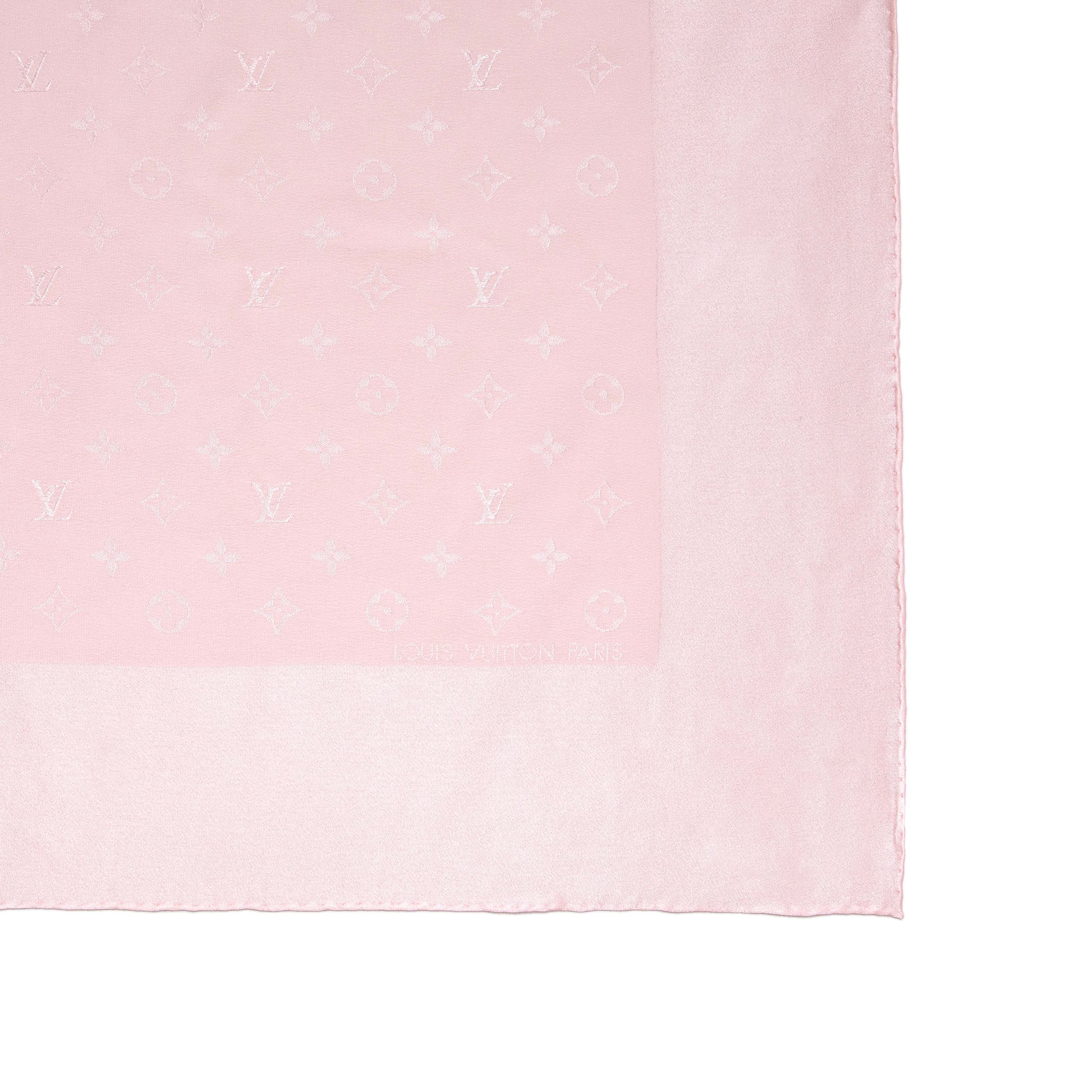 Louis Vuitton Pink Silk Monogram Square Scarf