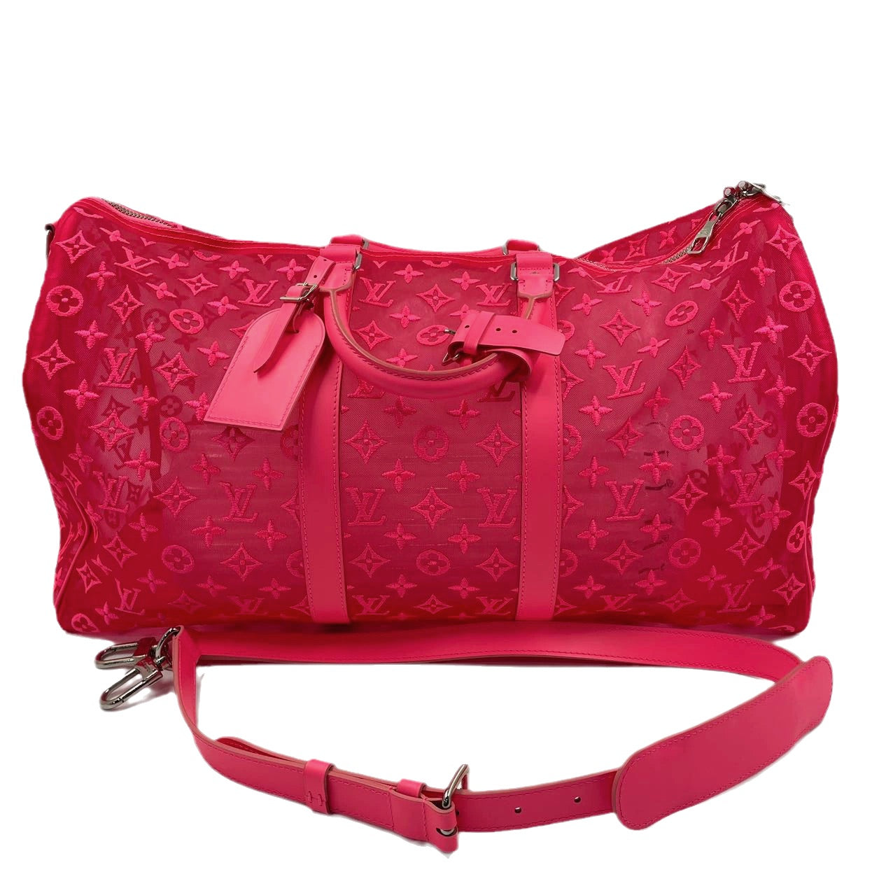 Sold Louis Vuitton Keepall Bandouliere Monogram Mesh 50 Pink in Mesh/Leather