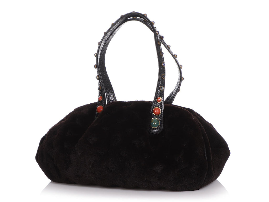 Louis Vuitton Black Mink Cabochon Demi-Lune