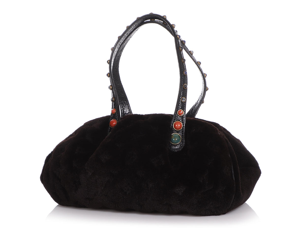 Louis Vuitton Black Mink Cabochon Demi-Lune