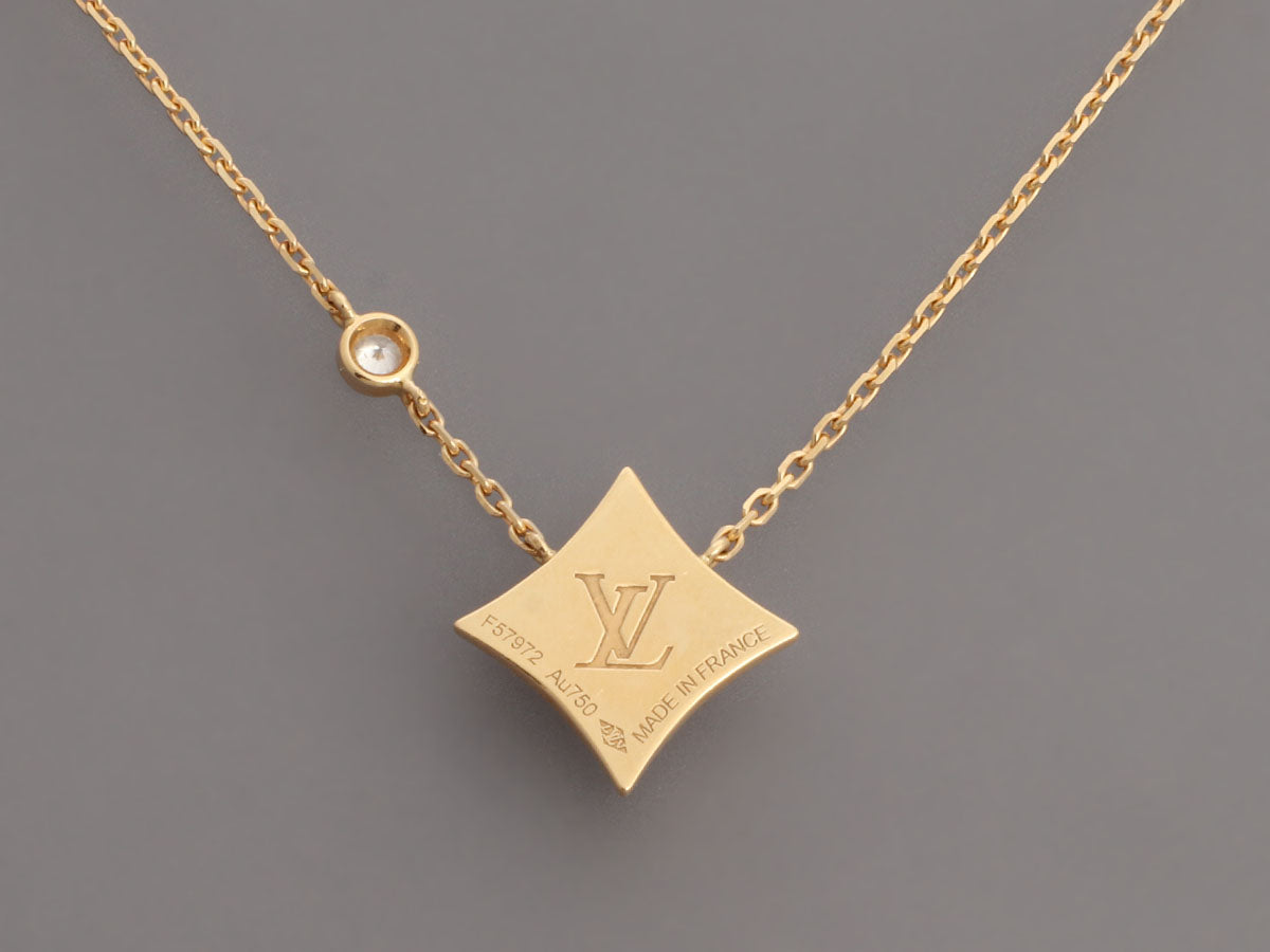 Louis Vuitton 18K Yellow Gold Onyx and Diamond Color Blossom BB Star Pendant Necklace
