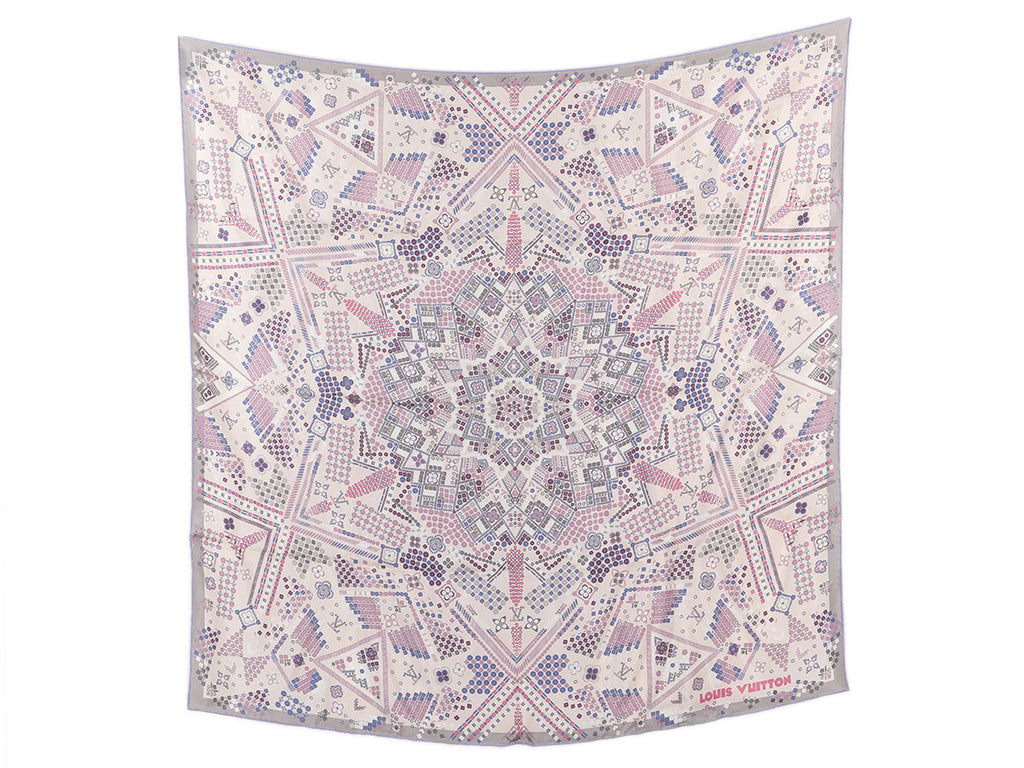 Louis Vuitton Purple and Gray Silk Scarf